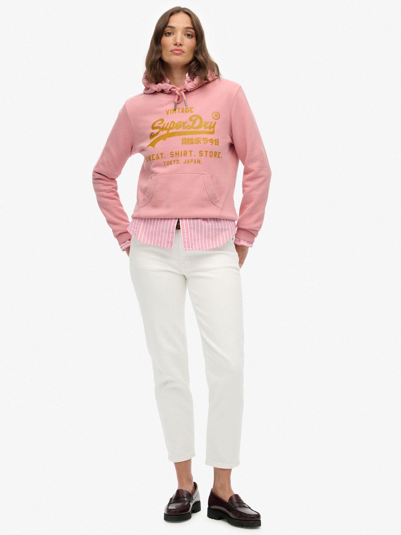 Image 3 of 4 of Superdry Embellished Relaxed Hoodie - Pink