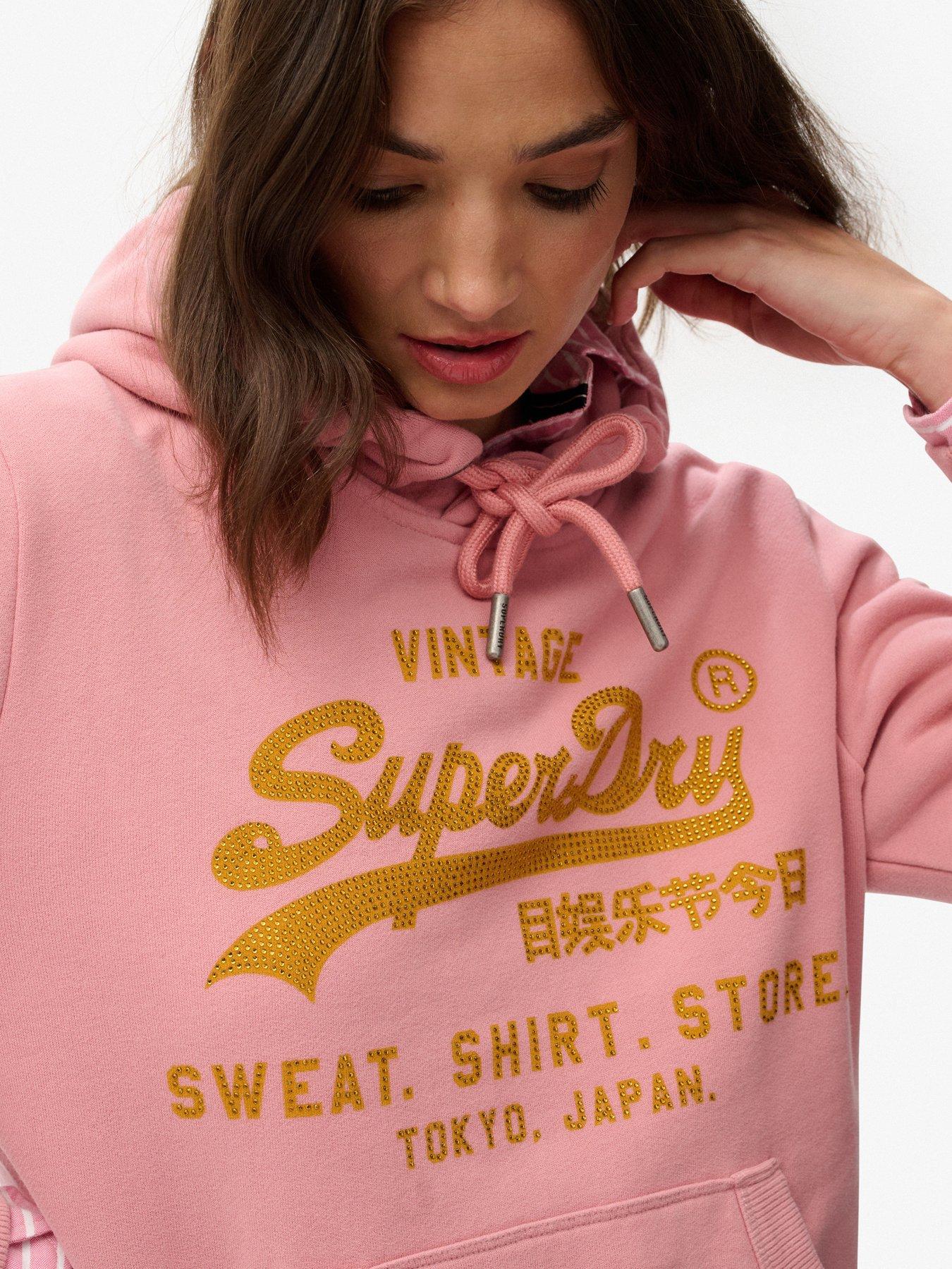 Image 4 of 4 of Superdry Embellished Relaxed Hoodie - Pink