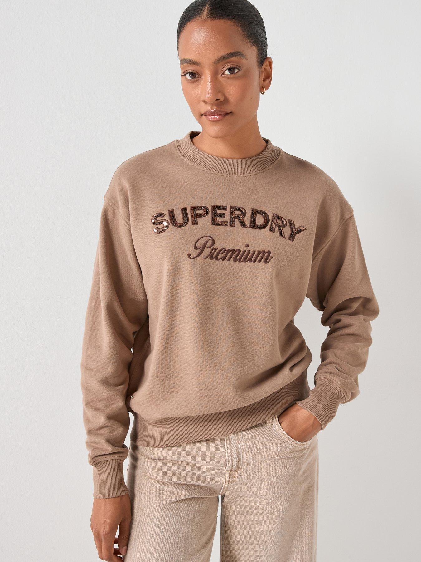 Superdry Premium Design Loose Crew Sweater - Brown