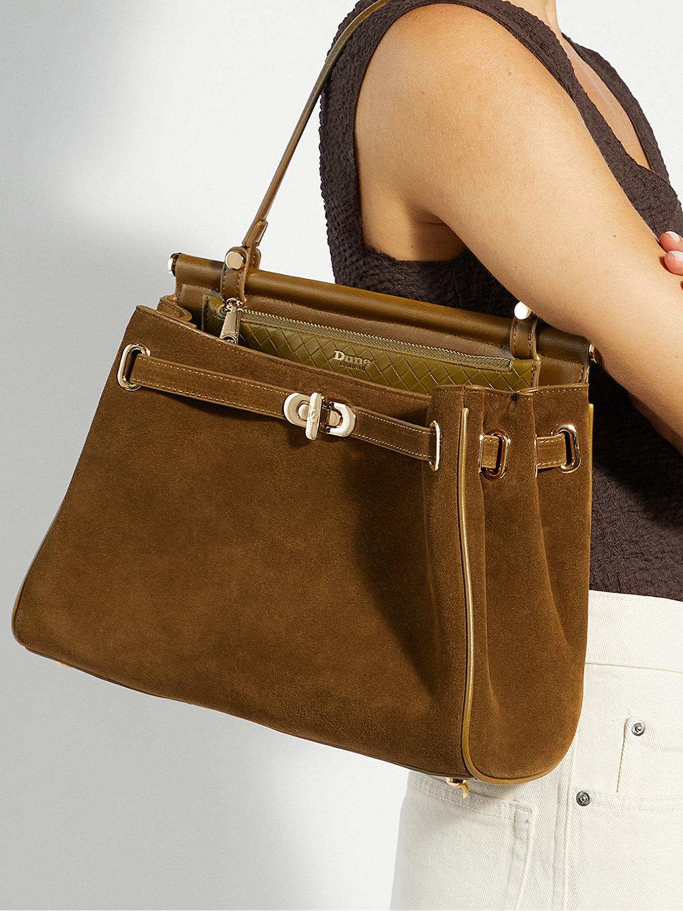 Dune London Dynamic Suede Bag - Khaki