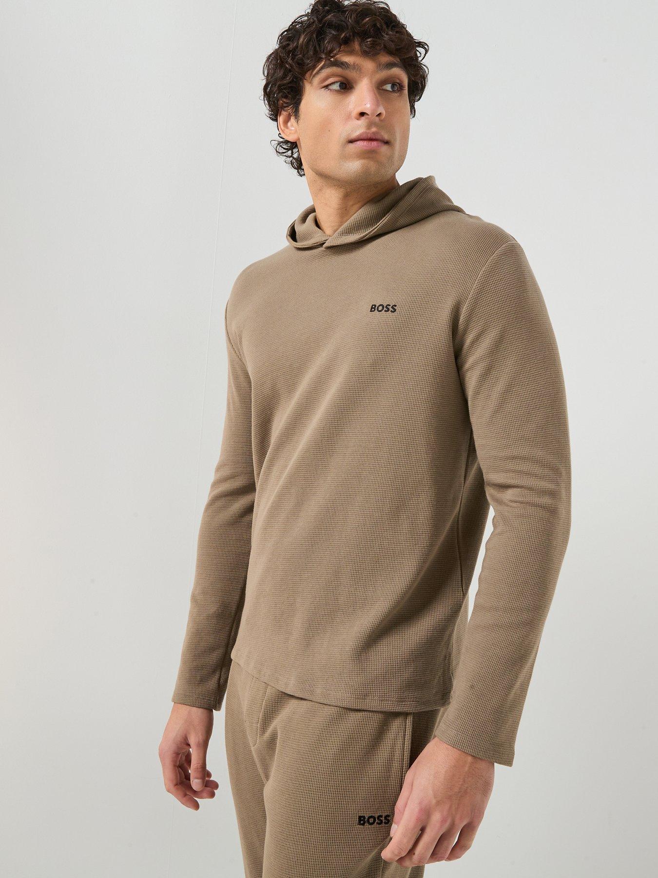 boss-loungewear-waffle-overhead-hoodie-brown