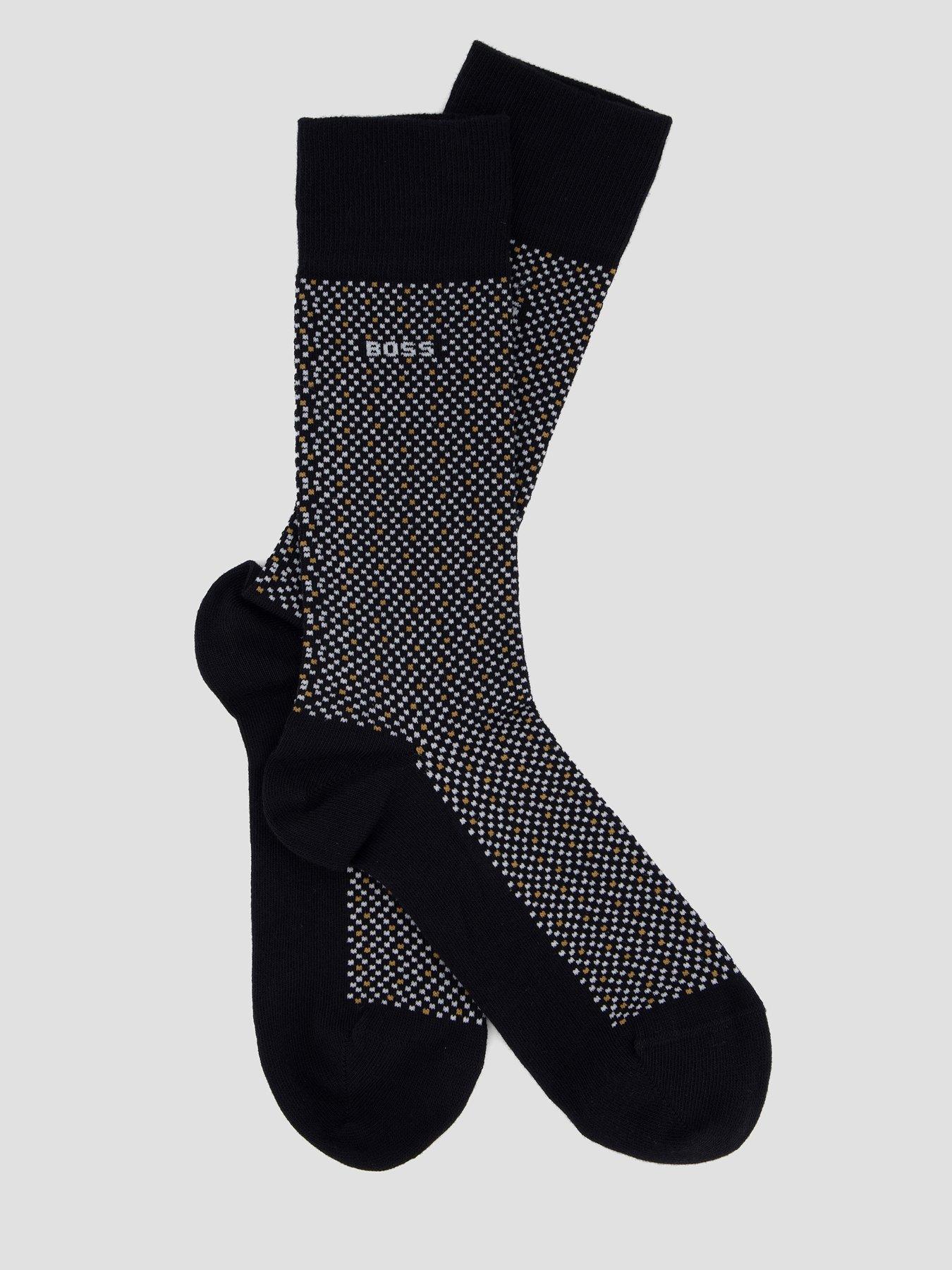 Image 2 of 3 of BOSS Bodywear Micro Dot 2 Pack Cotton Crew Socks - Black