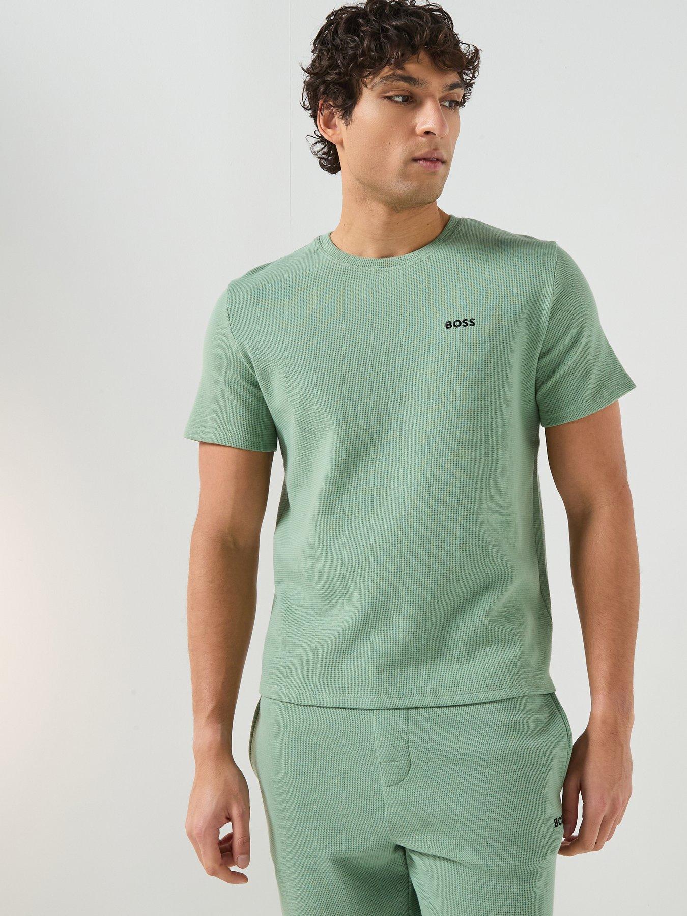 boss-regular-fit-waffle-loungewear-t-shirt-green