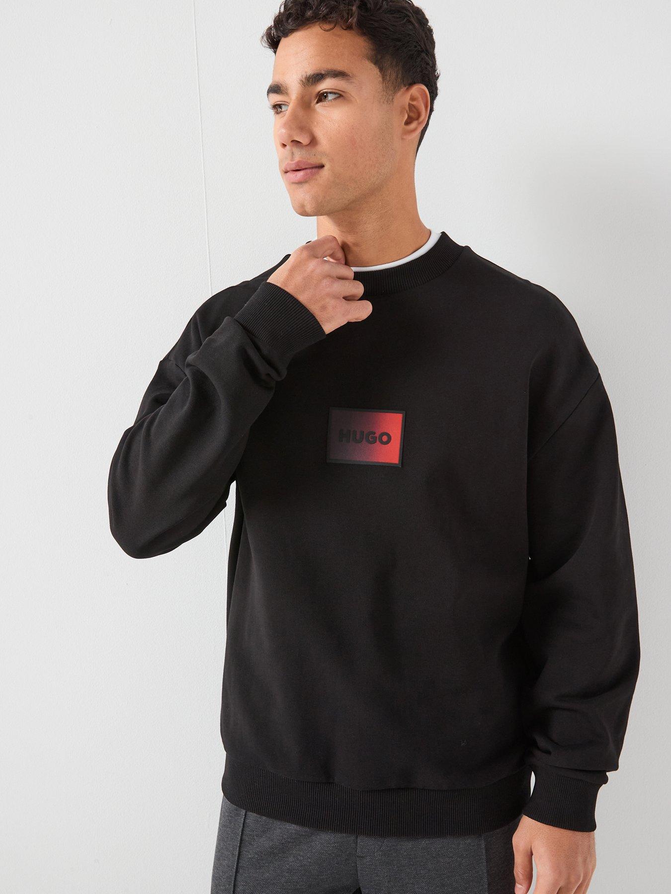 HUGO Danotop Gradient Badge Logo Crew Sweater - Black