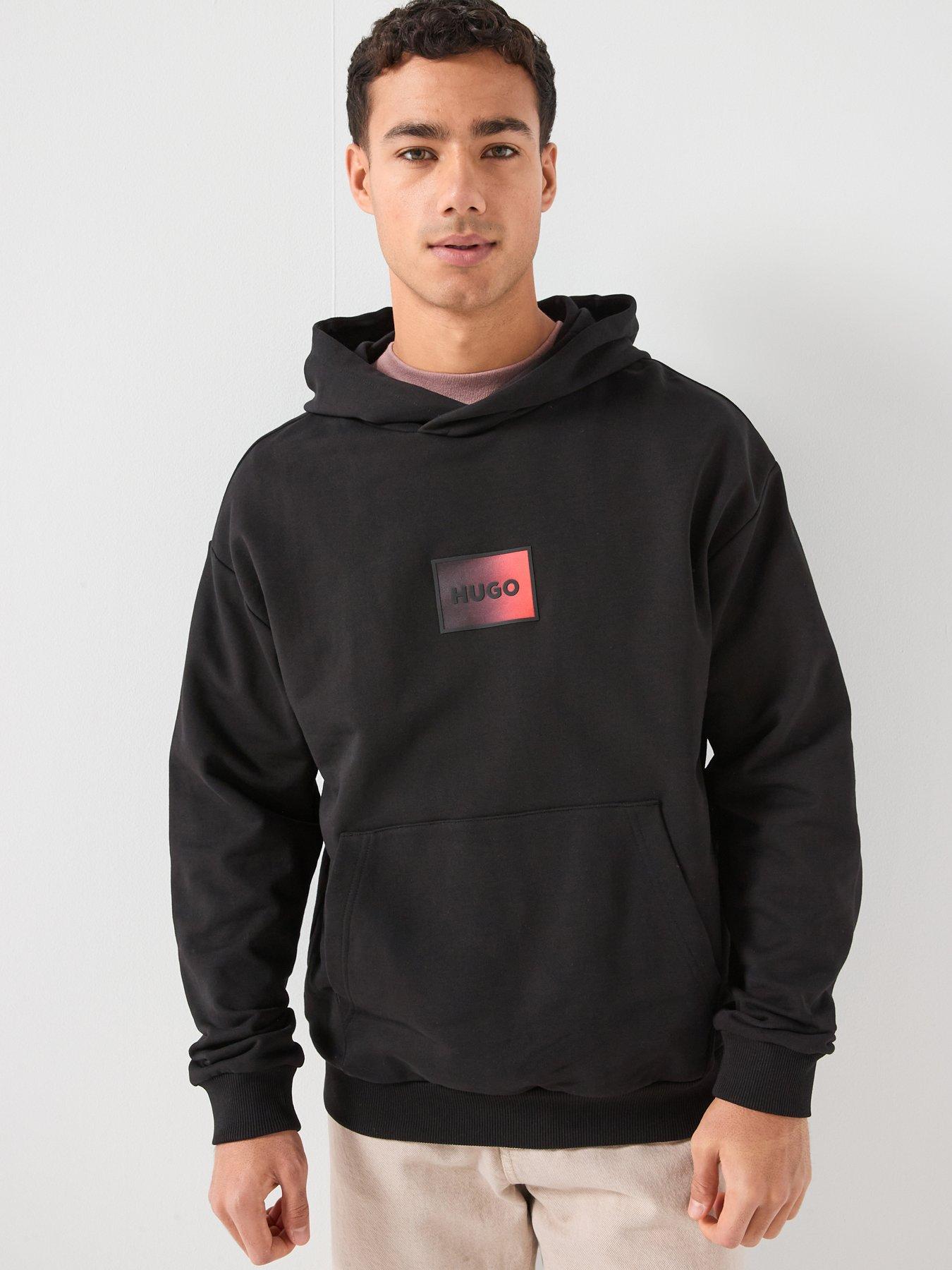 HUGO Danohood Gradient Badge Logo Overhead Hoodie - Black