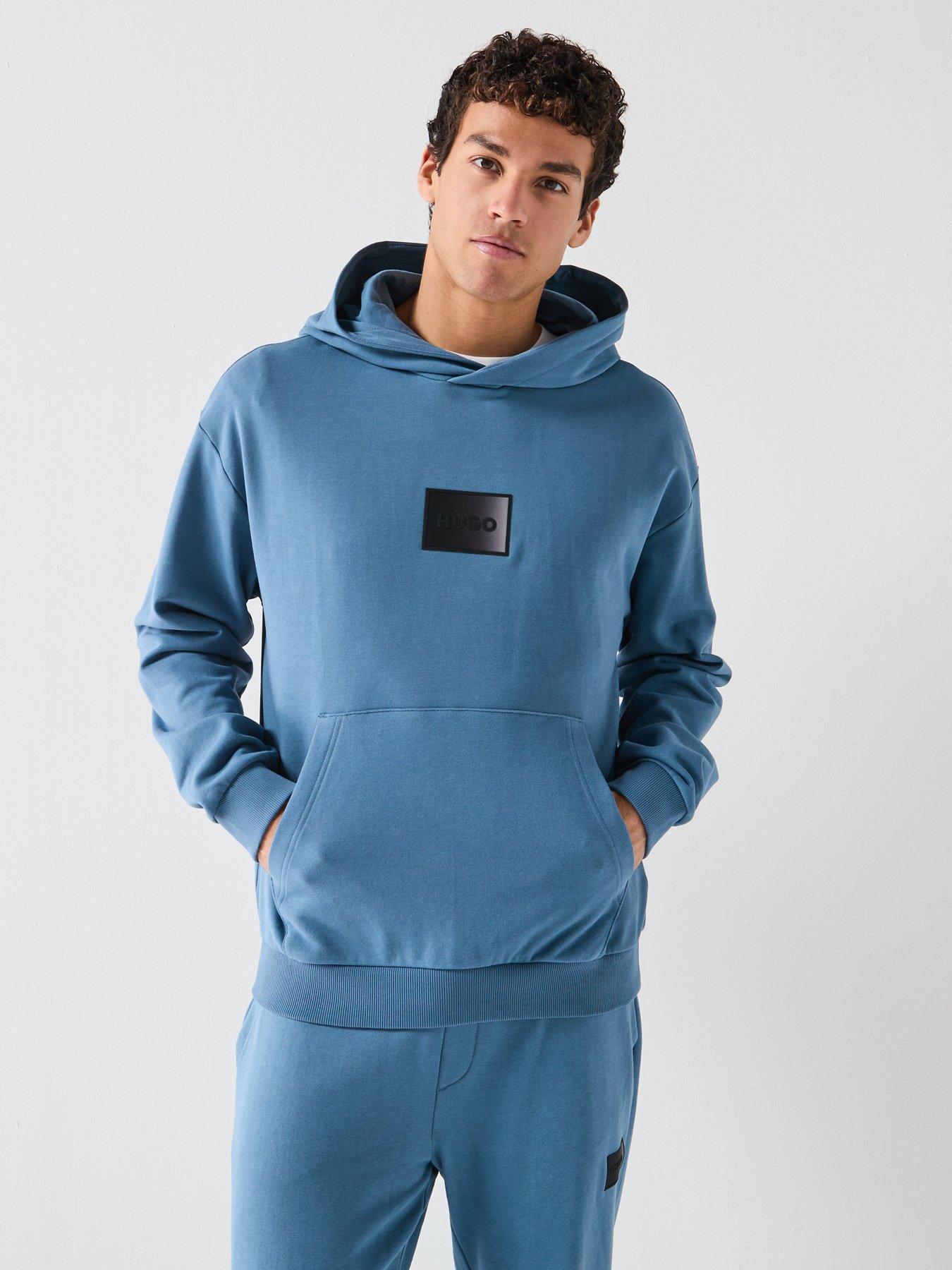 HUGO Hugo Danohood Gradient Badge Logo Overhead Hoodie - Blue