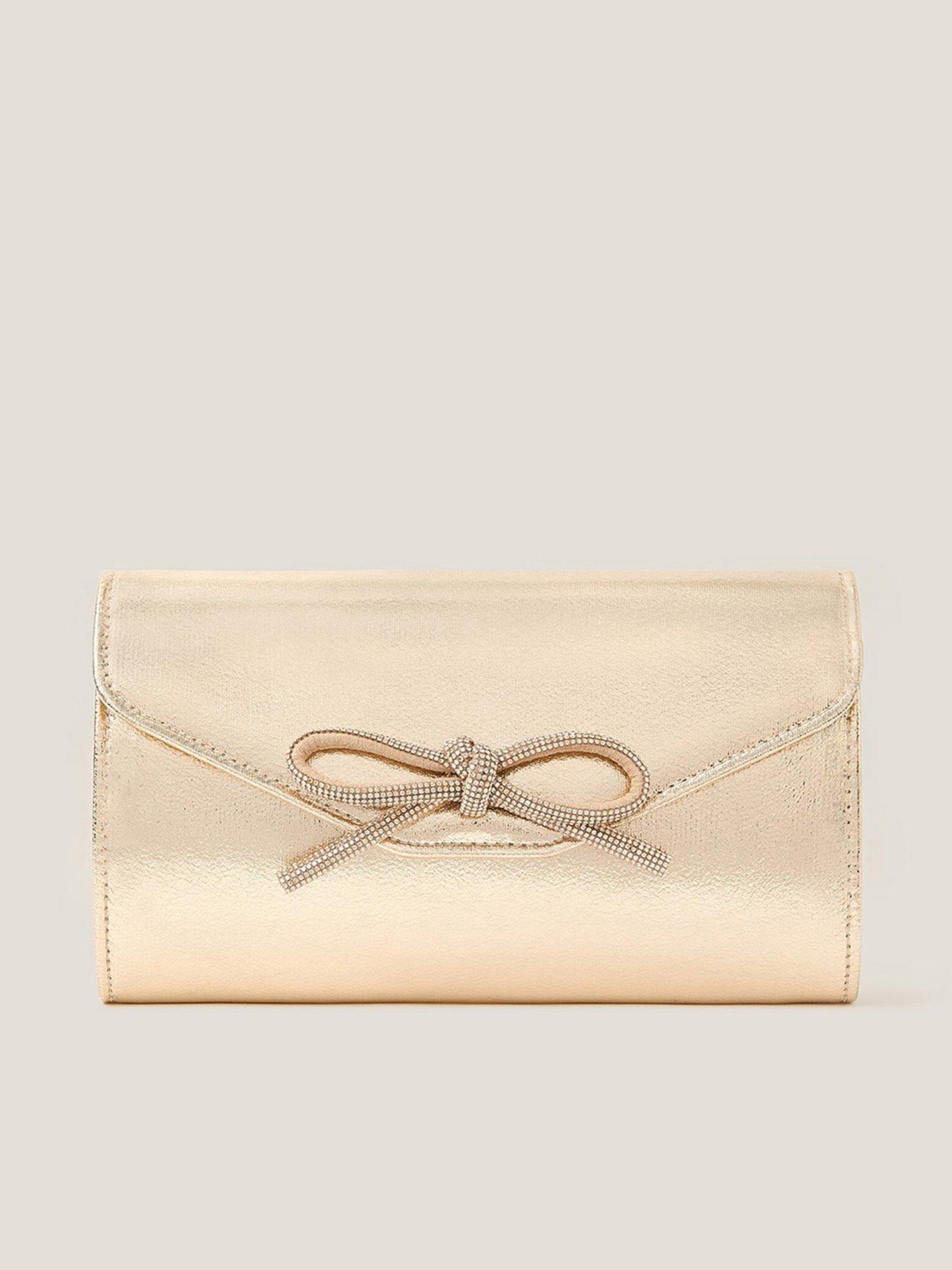 Monsoon Sia Diamante Bow Clutch - Gold