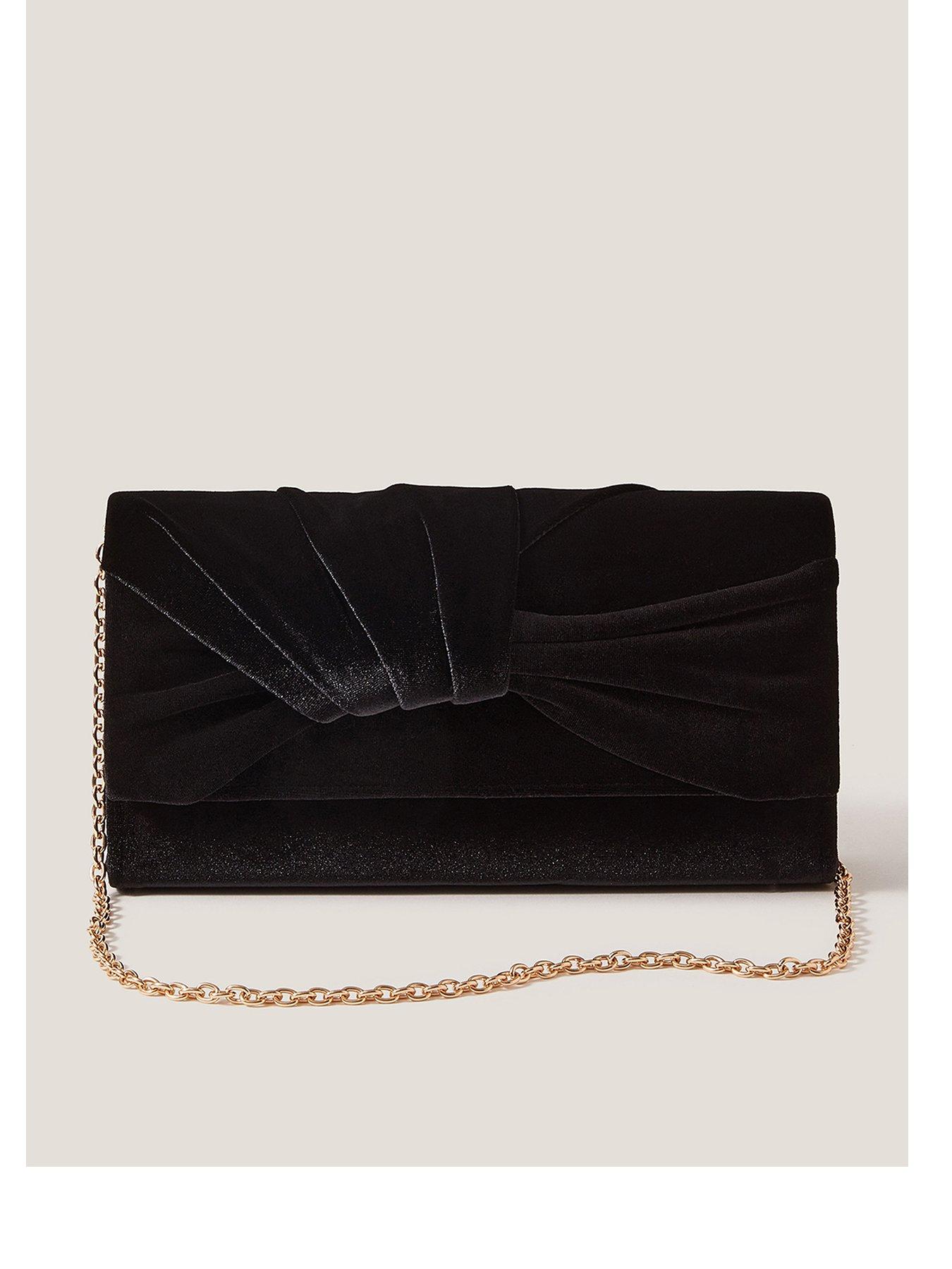 Monsoon Mia Velvet Knot Clutch Bag - Black