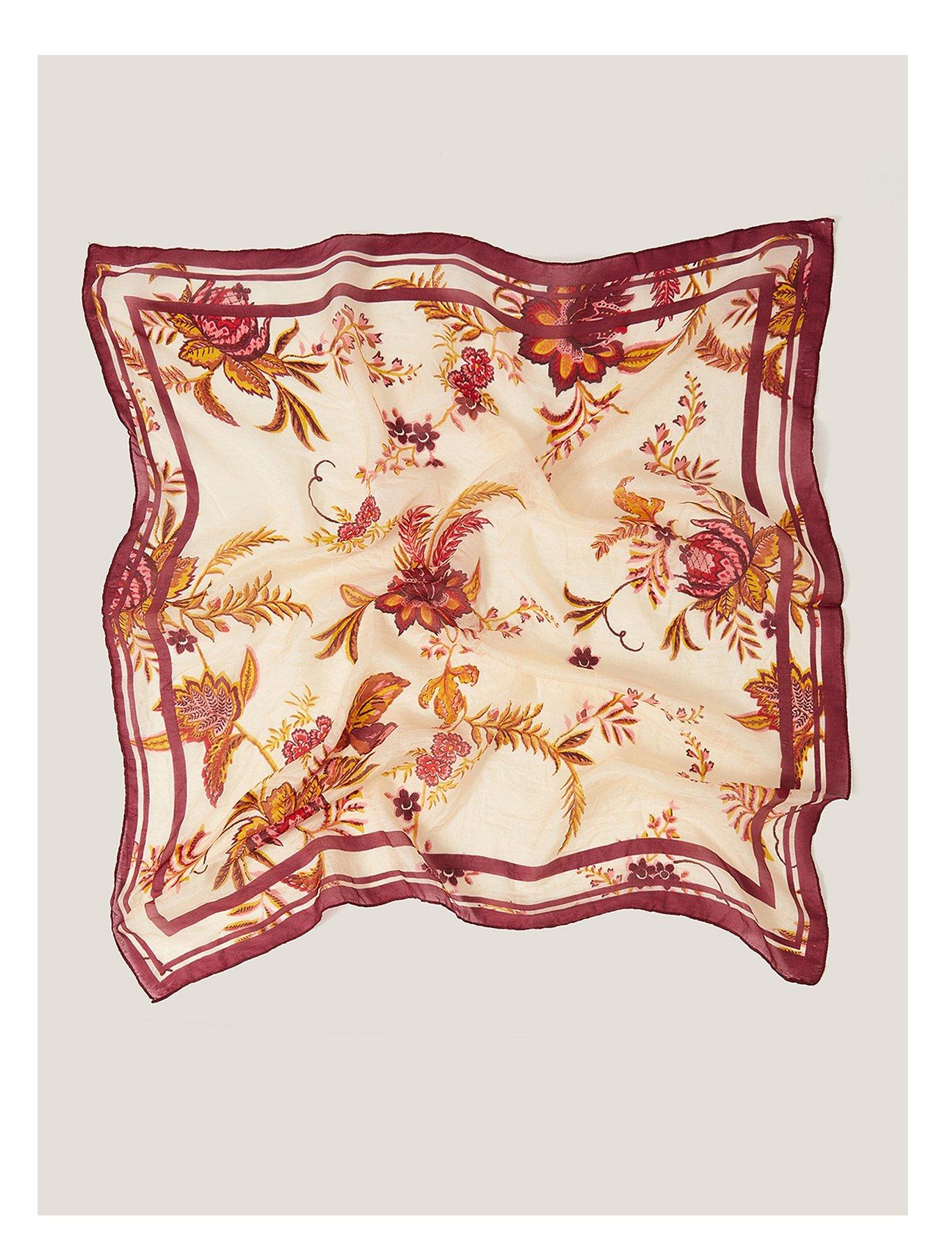 Monsoon Ilsa Floral Silk Scarf - Cream
