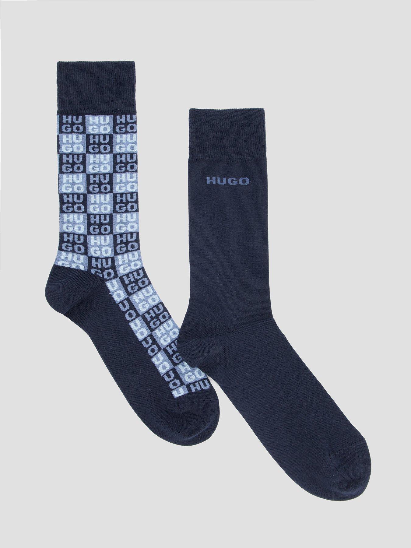 hugo-bodywear-aaron-2-pack-all-over-logo-crew-socks-bluefront