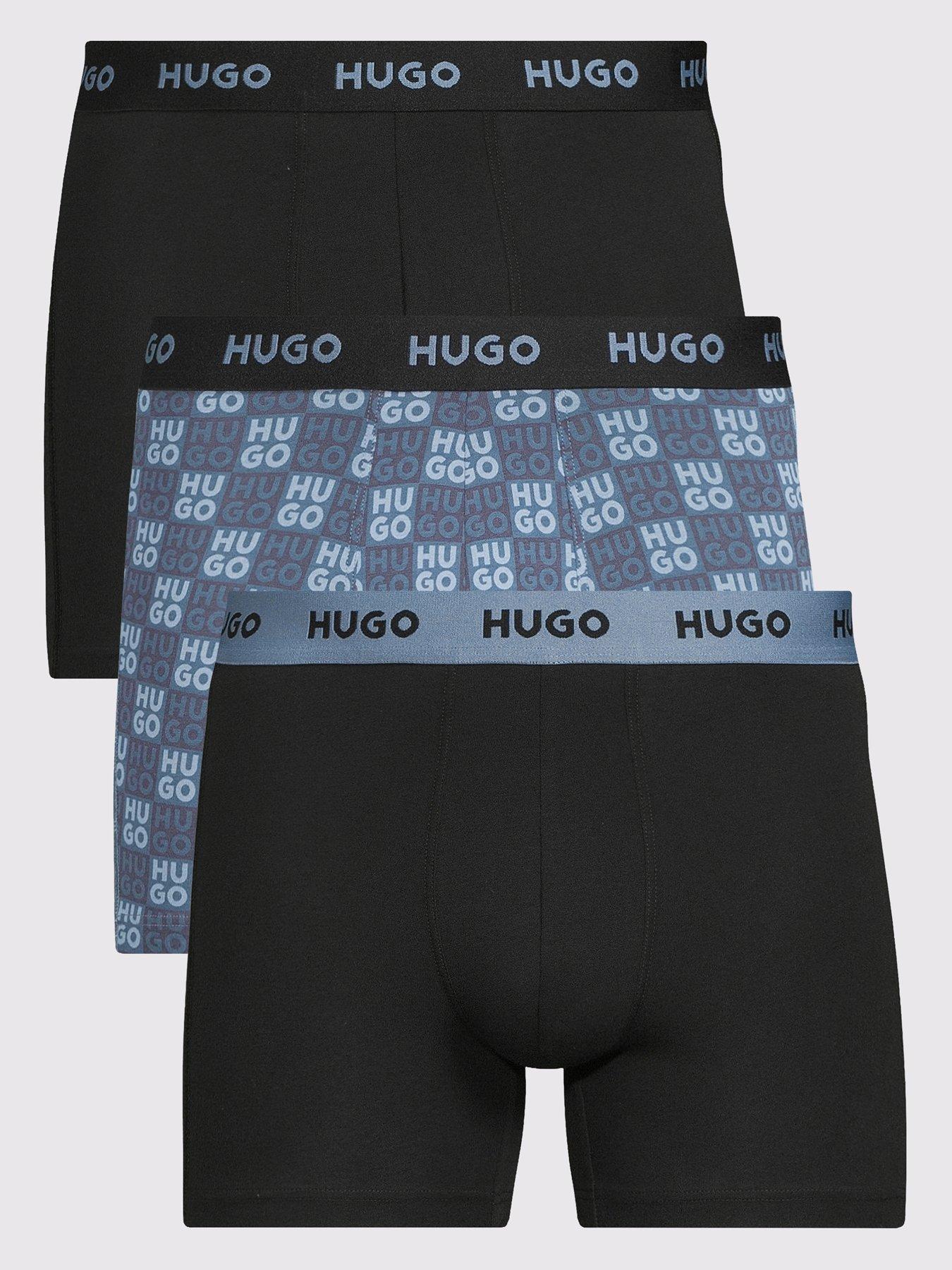 HUGO Bodywear Triplet Printed 3 Pack Boxer Briefs - Blue