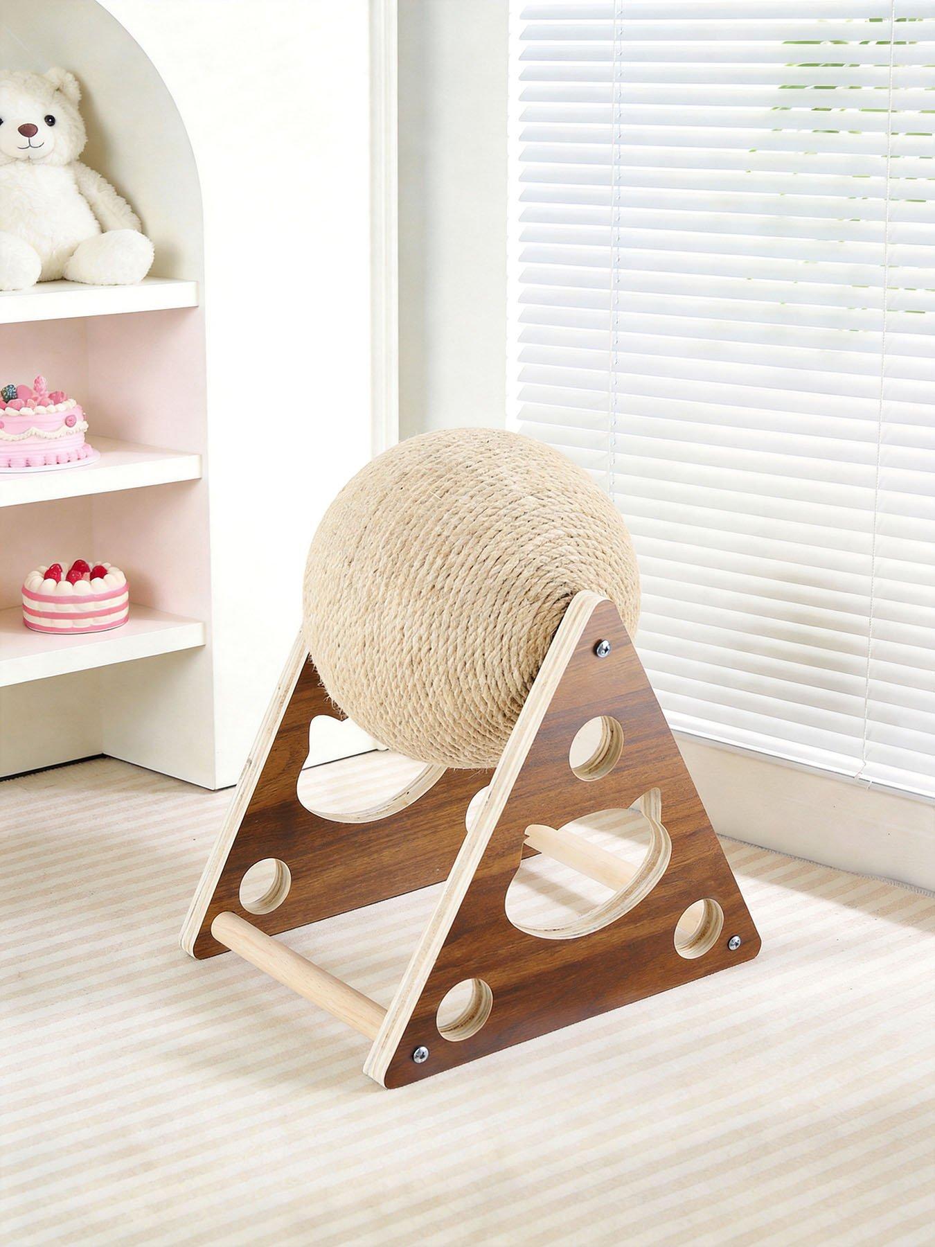 Living And Home Cat Scratching Ball Natural Sisal Scratcher Pet Toy in Neutral