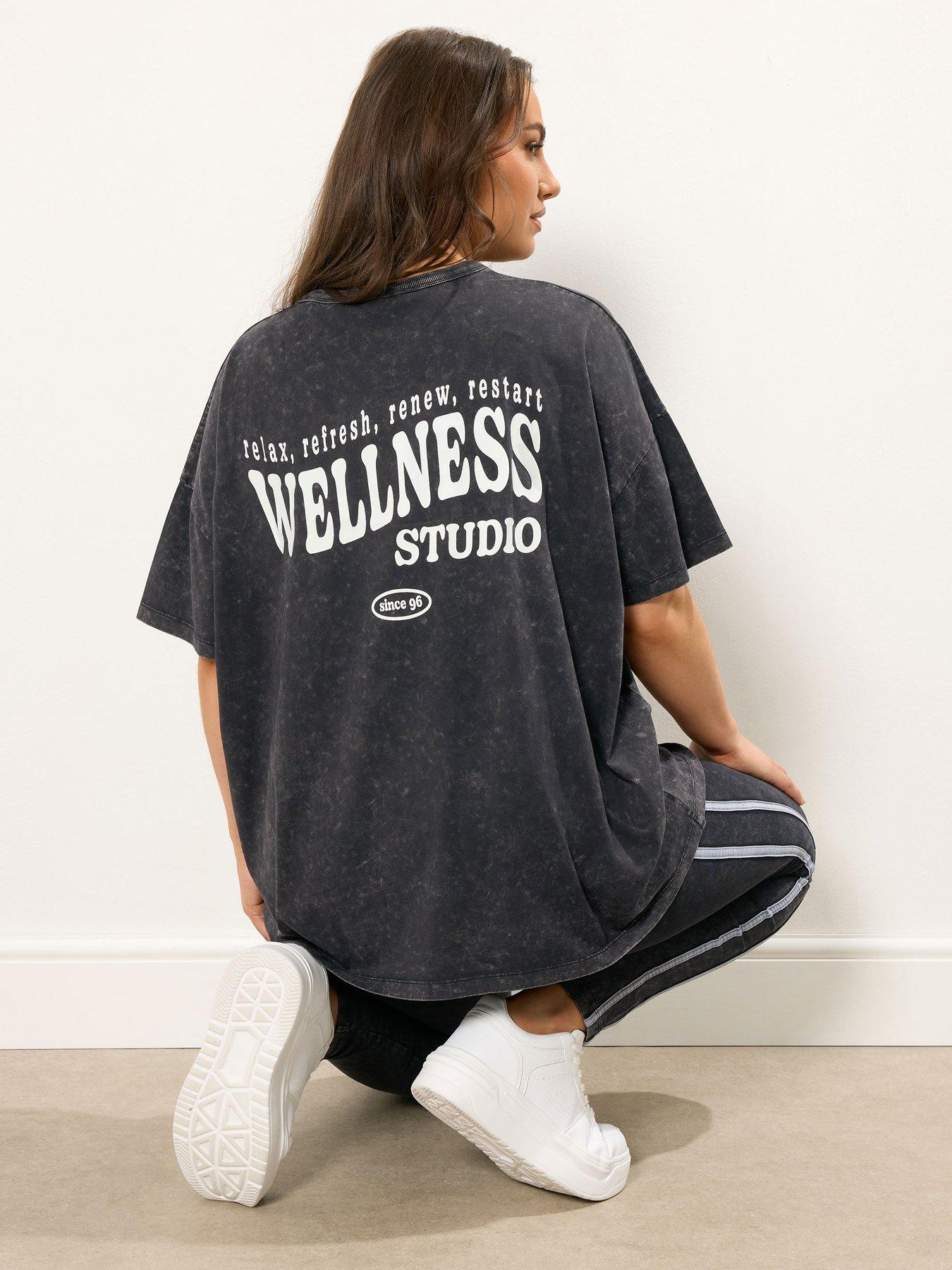 Image 2 of 4 of Yours Curve Wellness Studio T-Shirt - Black