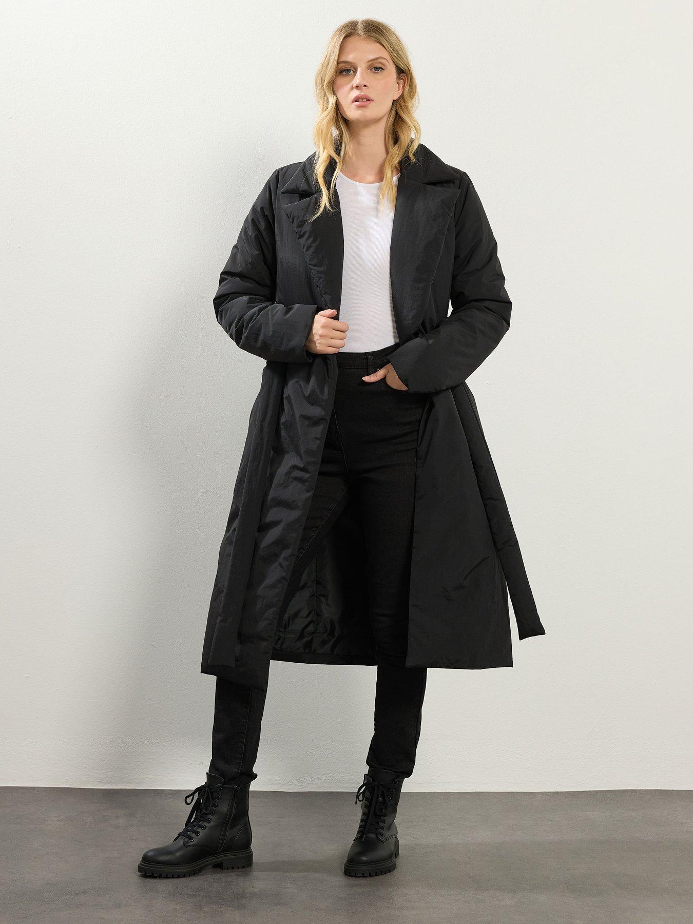 Image 3 of 4 of Long Tall Sally Longline Padded Coat - Black