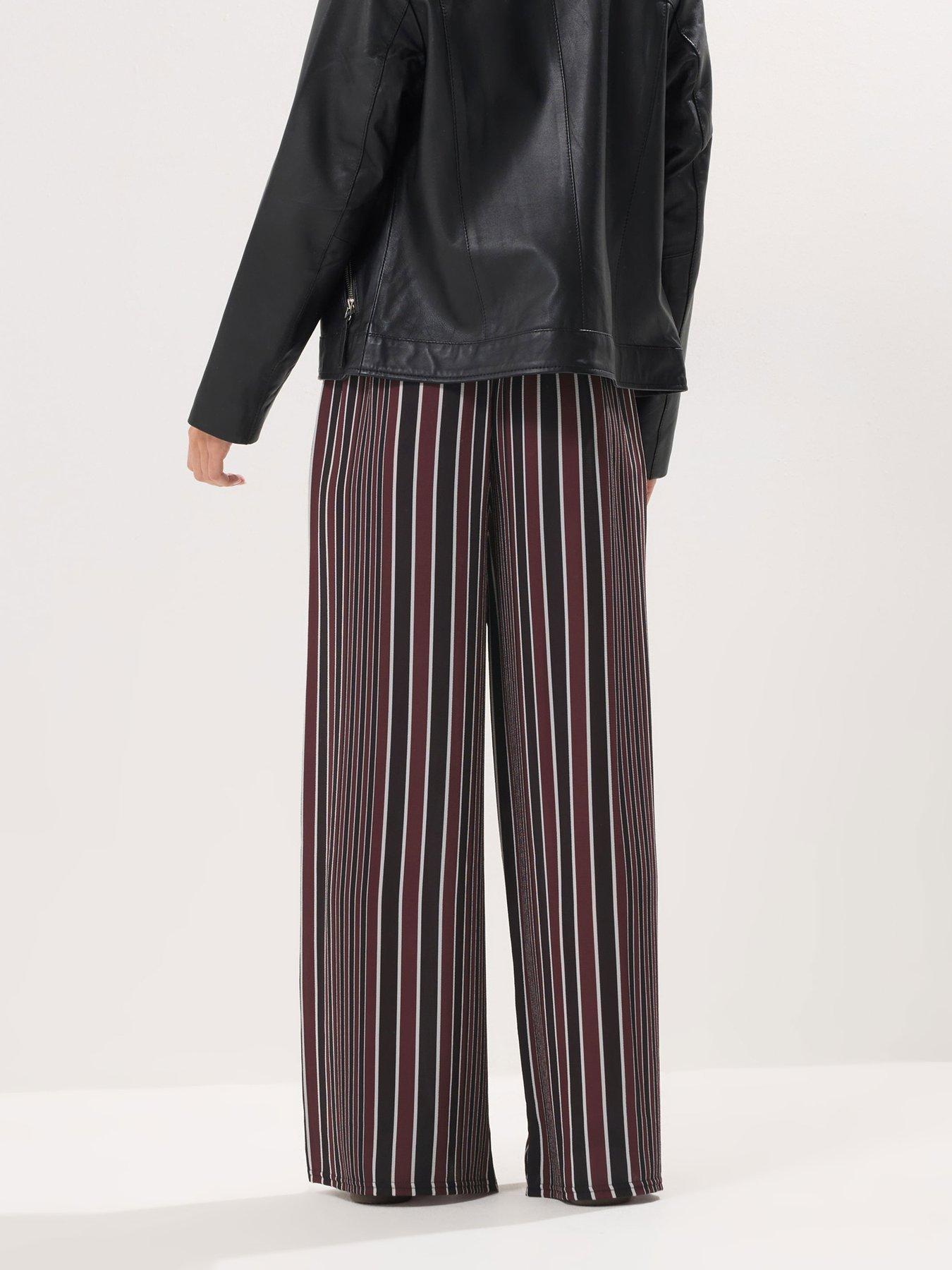 Image 2 of 4 of PixieGirl Petite Stripe Crepe Wide Leg Trouser - Red