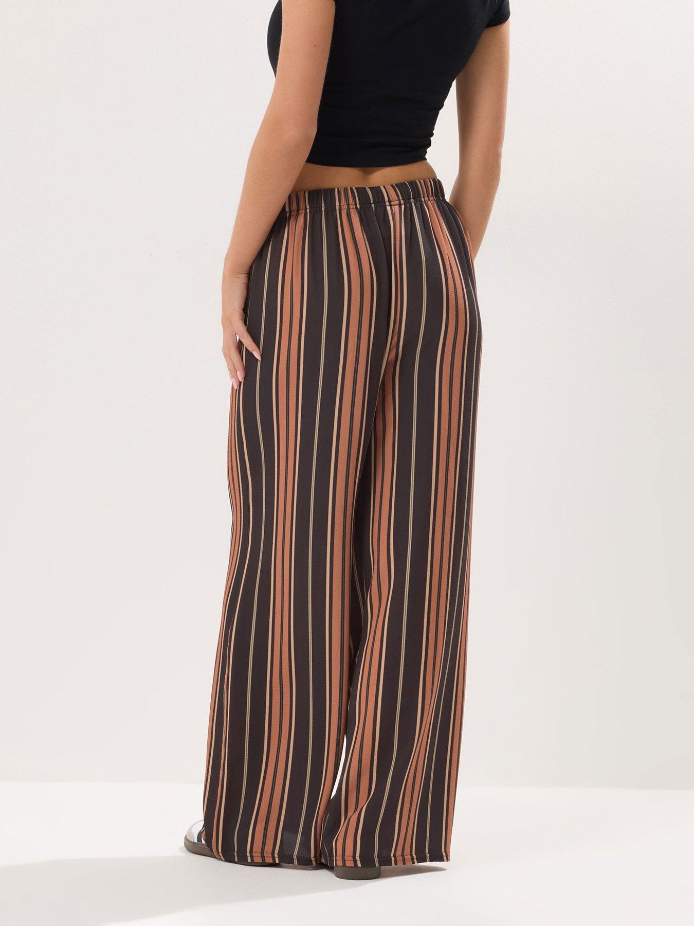 Image 2 of 4 of PixieGirl Petite Stripe Crepe Wide Leg Trouser - Orange