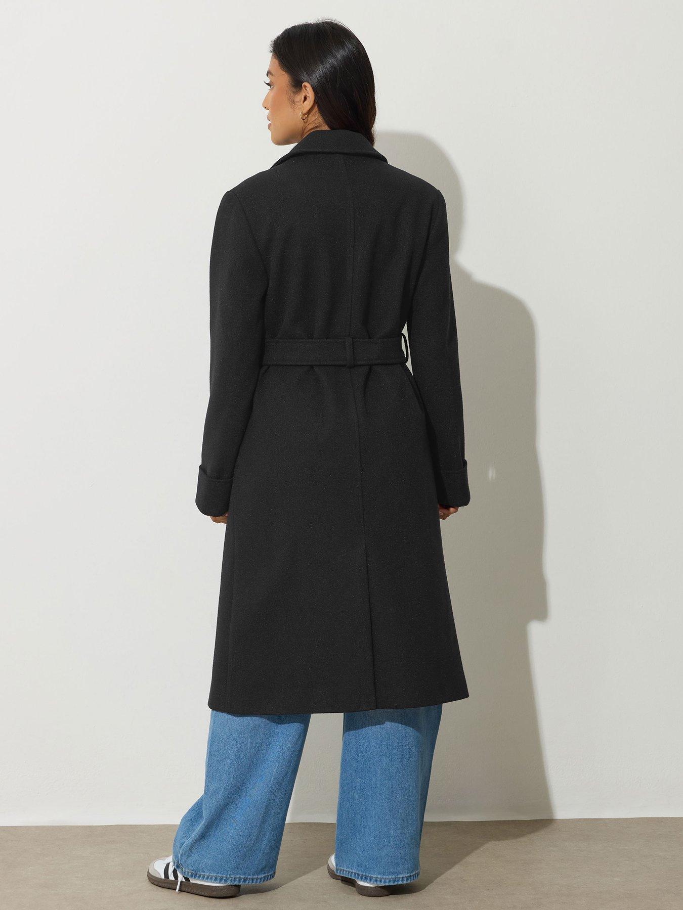 Image 2 of 4 of PixieGirl Petite Wrap Belted Coat - Black