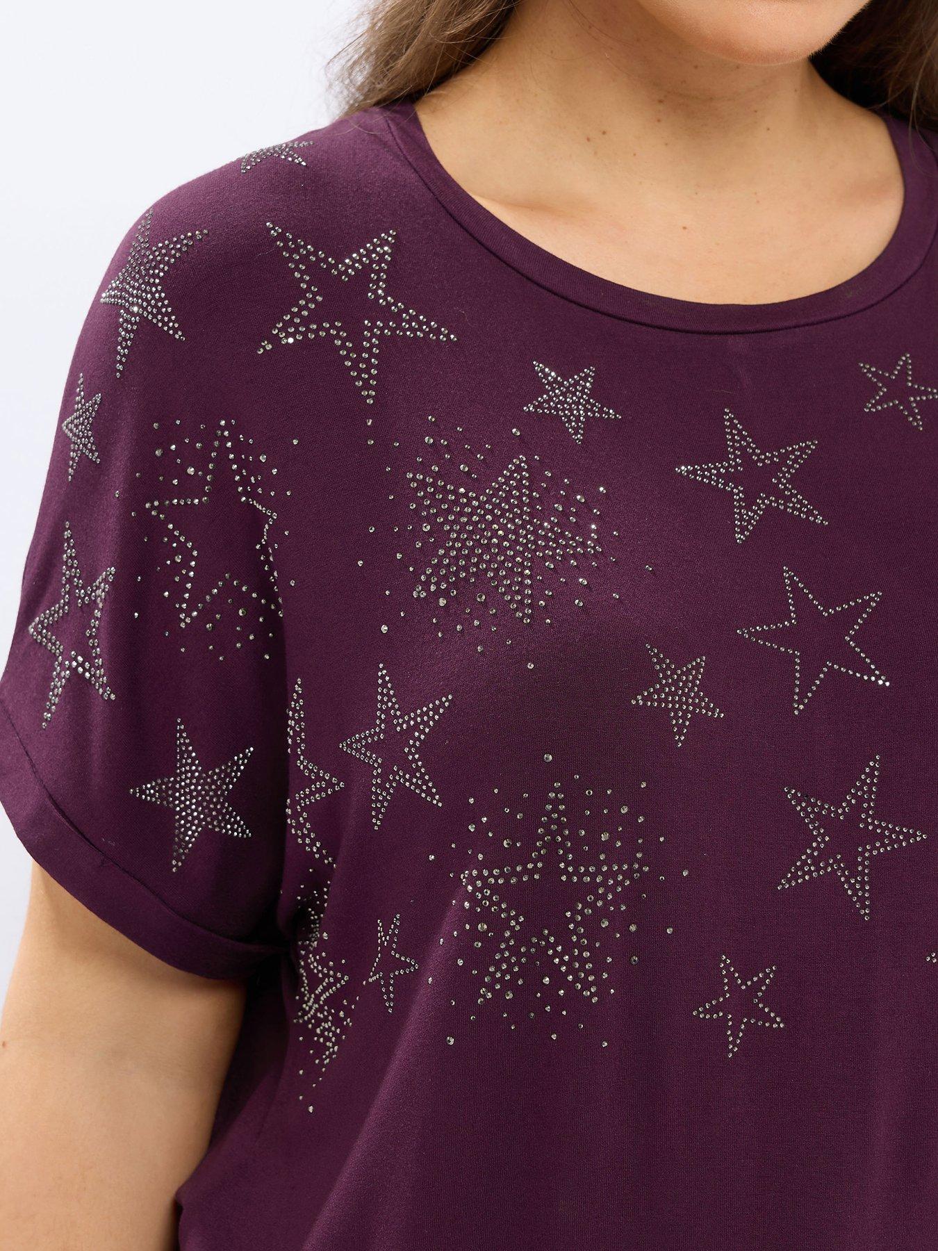yours-curve-star-stud-embellishment-t-shirt-purpleoutfit