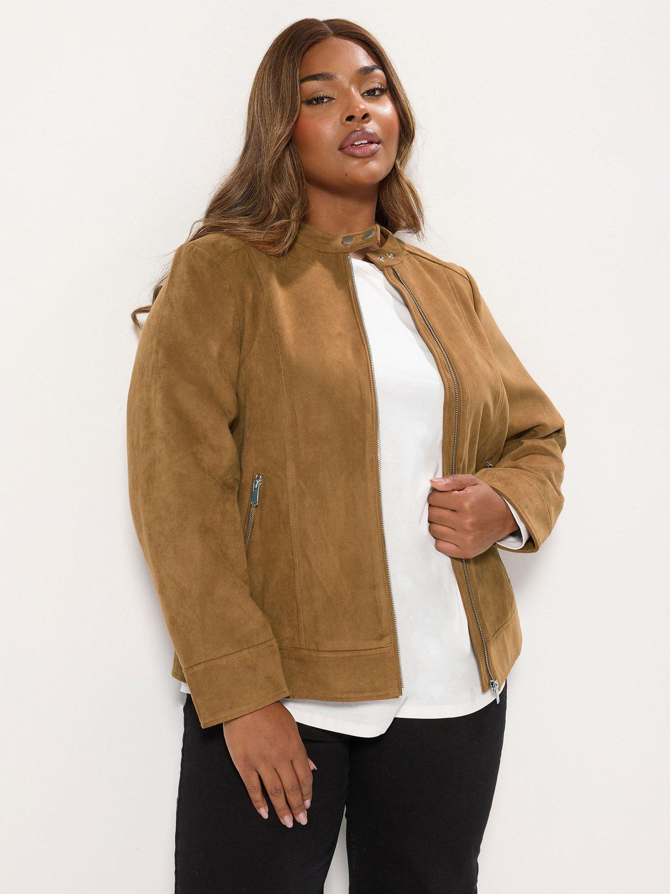 yours-curve-suedette-jacket-brown