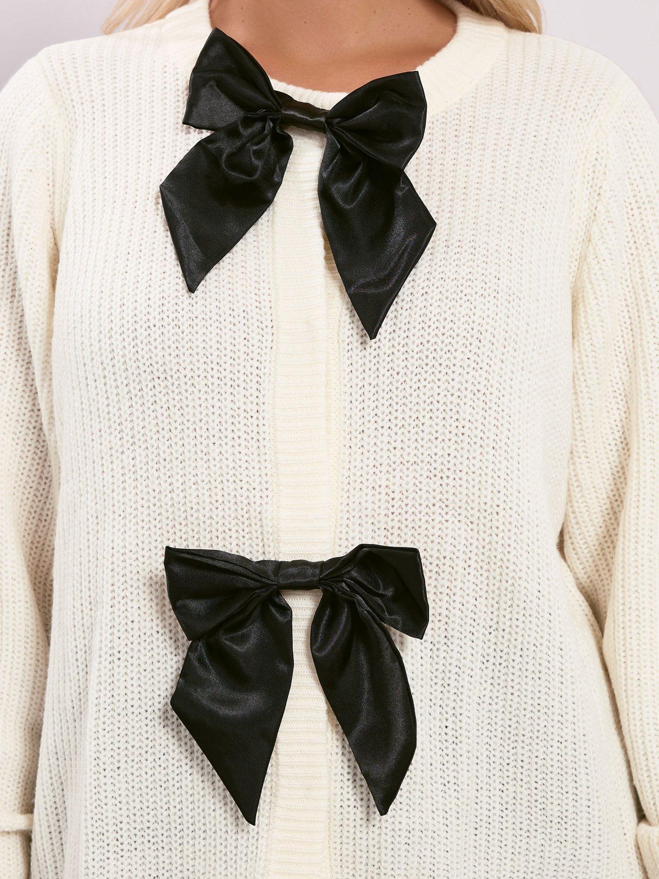 yours-curve-satin-bow-cardigan-ivoryoutfit