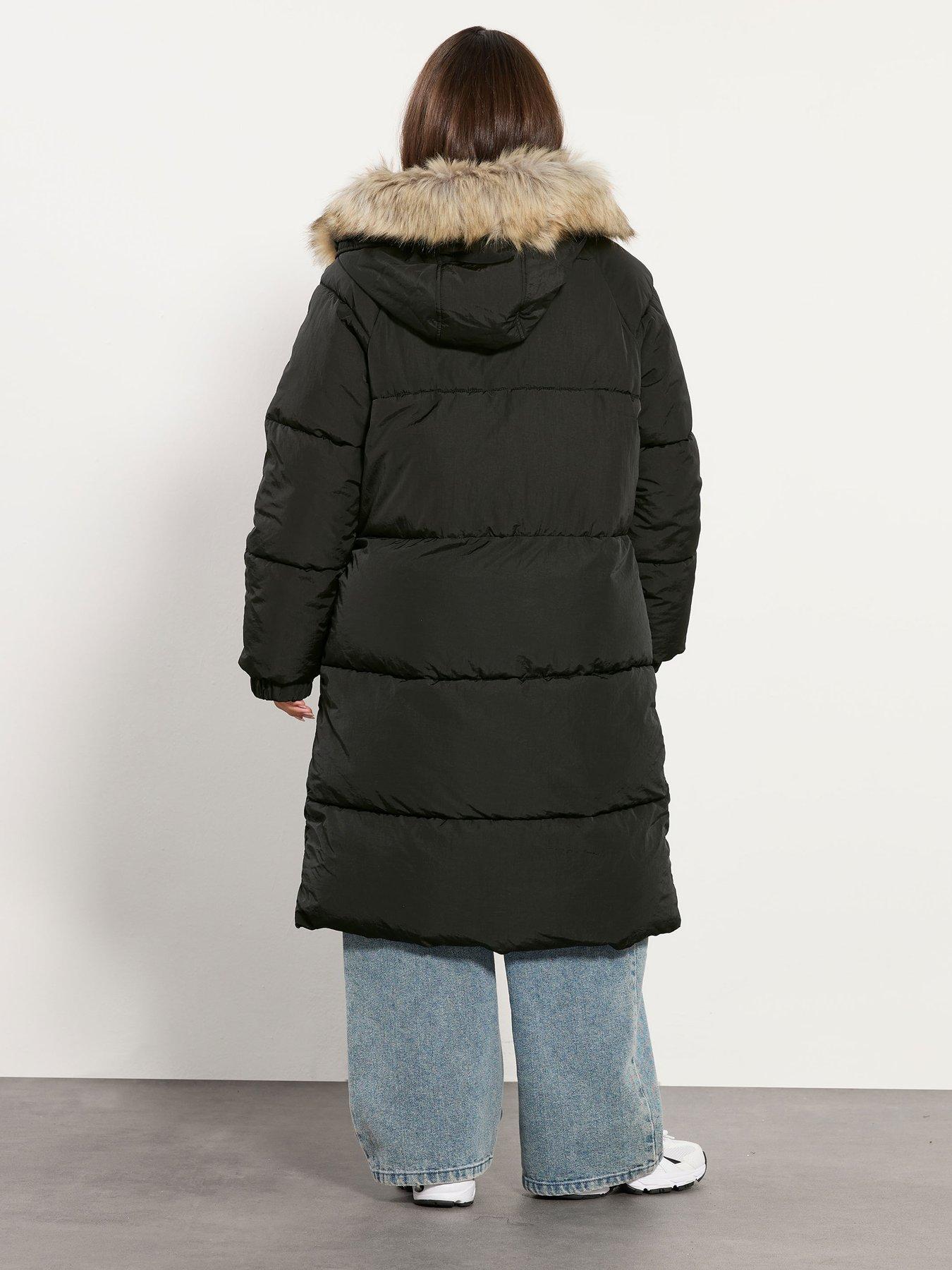 Image 2 of 4 of PixieGirl Petite Hooded Midi Puffer Coat - Black
