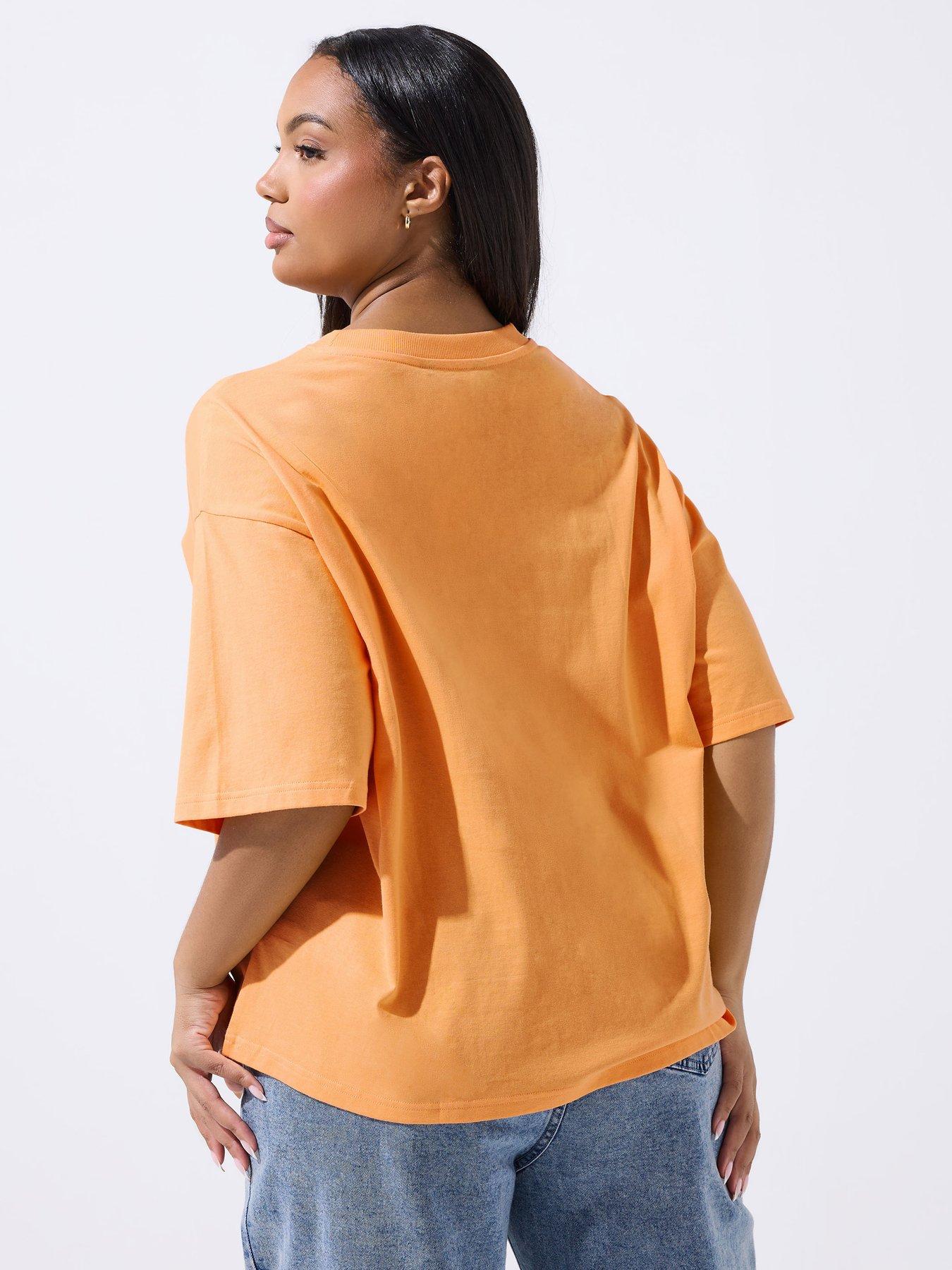 Image 2 of 4 of Yours Curve No Hard Peelings Banana T-Shirt - Orange