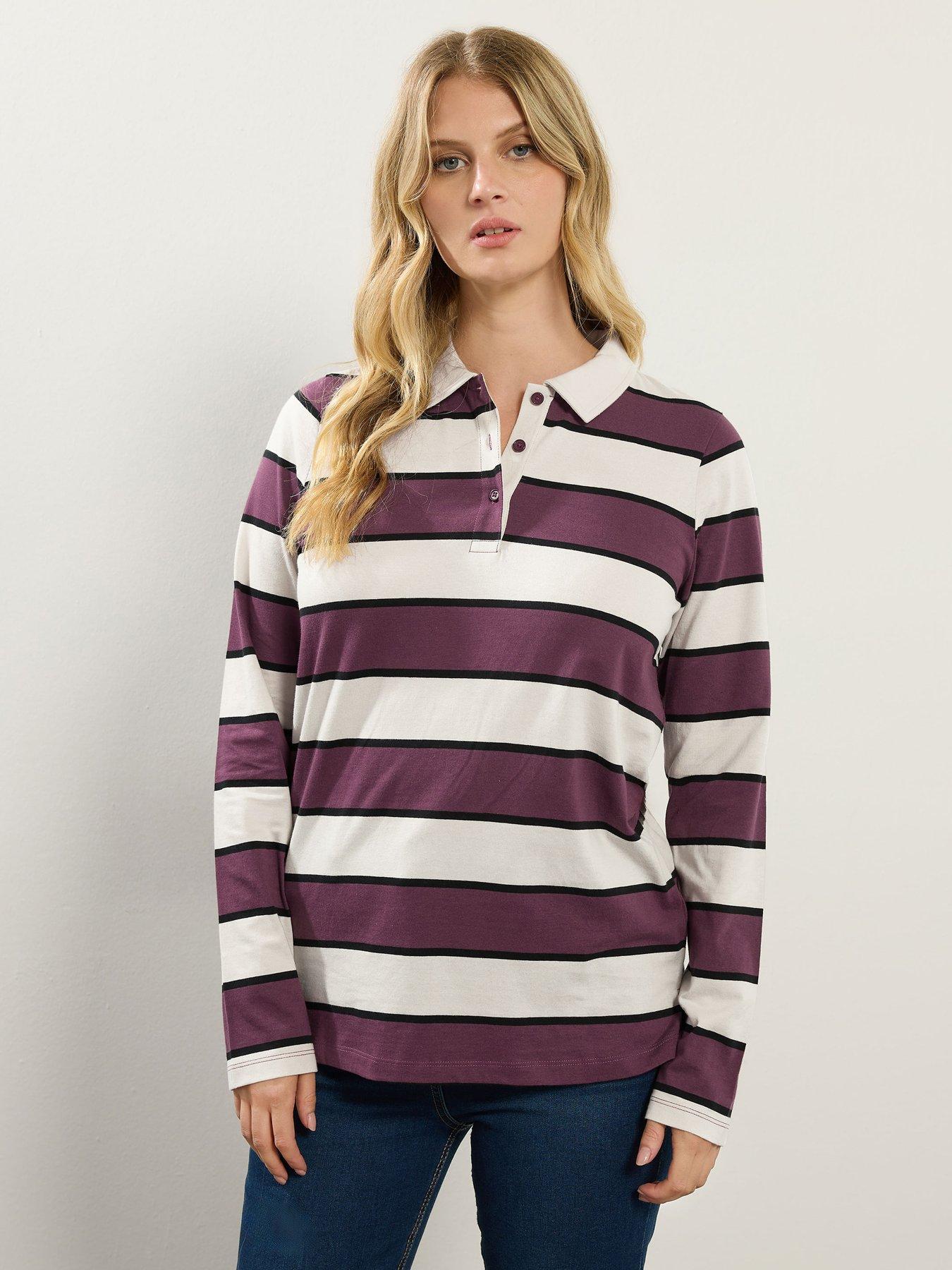 long-tall-sally-stripe-jersey-polo-top-redfront