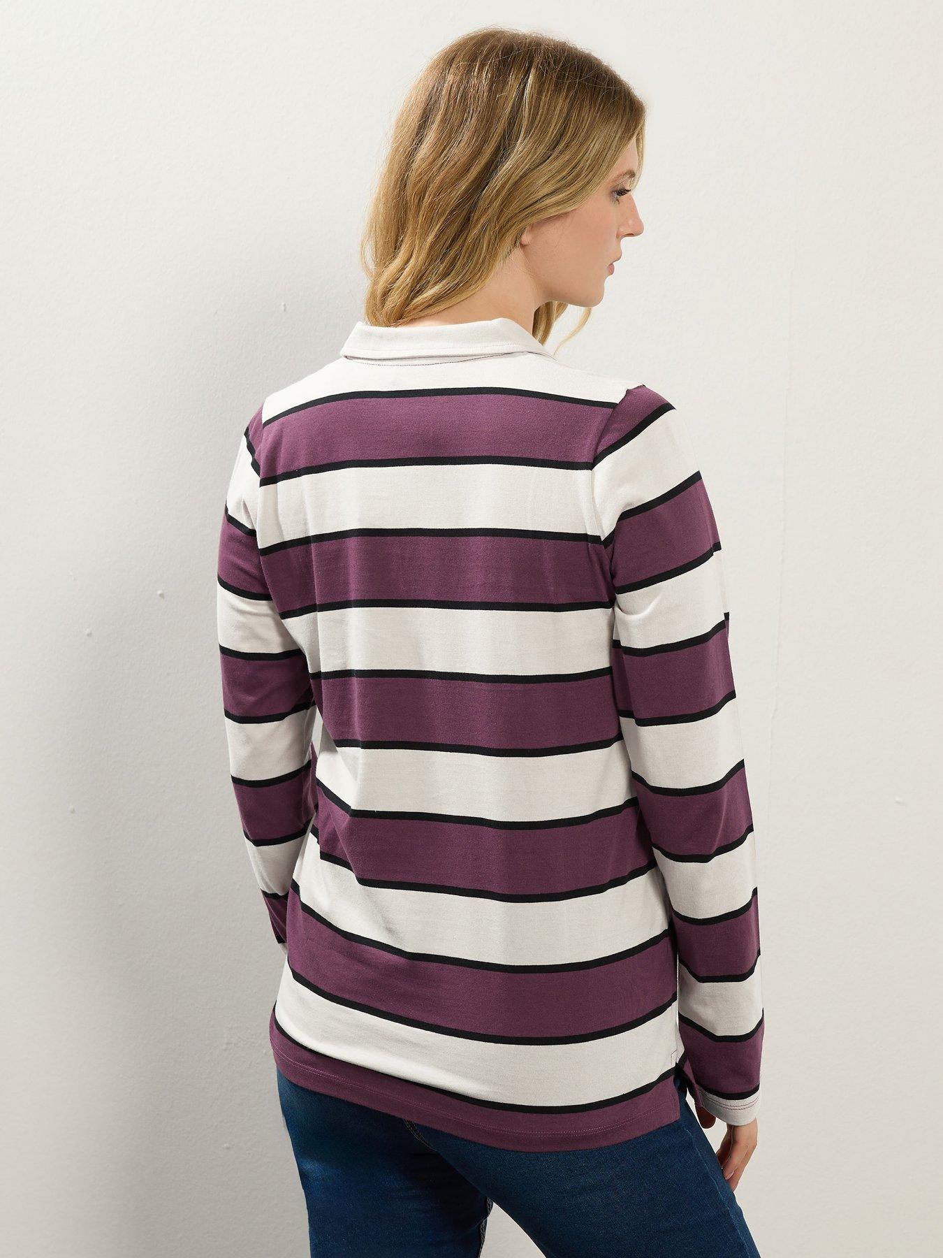 long-tall-sally-stripe-jersey-polo-top-redstillFront