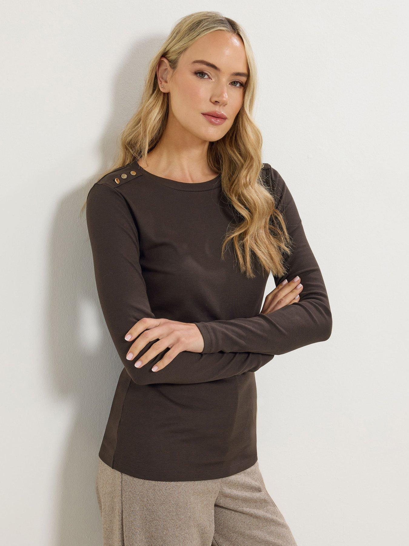 long-tall-sally-button-rib-t-shirt-brown