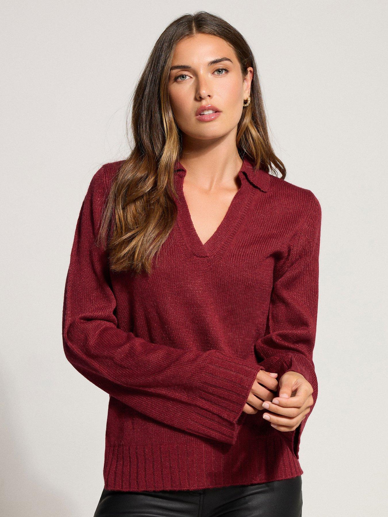 Long Tall Sally Collar Ladder Trim Jumper - Red