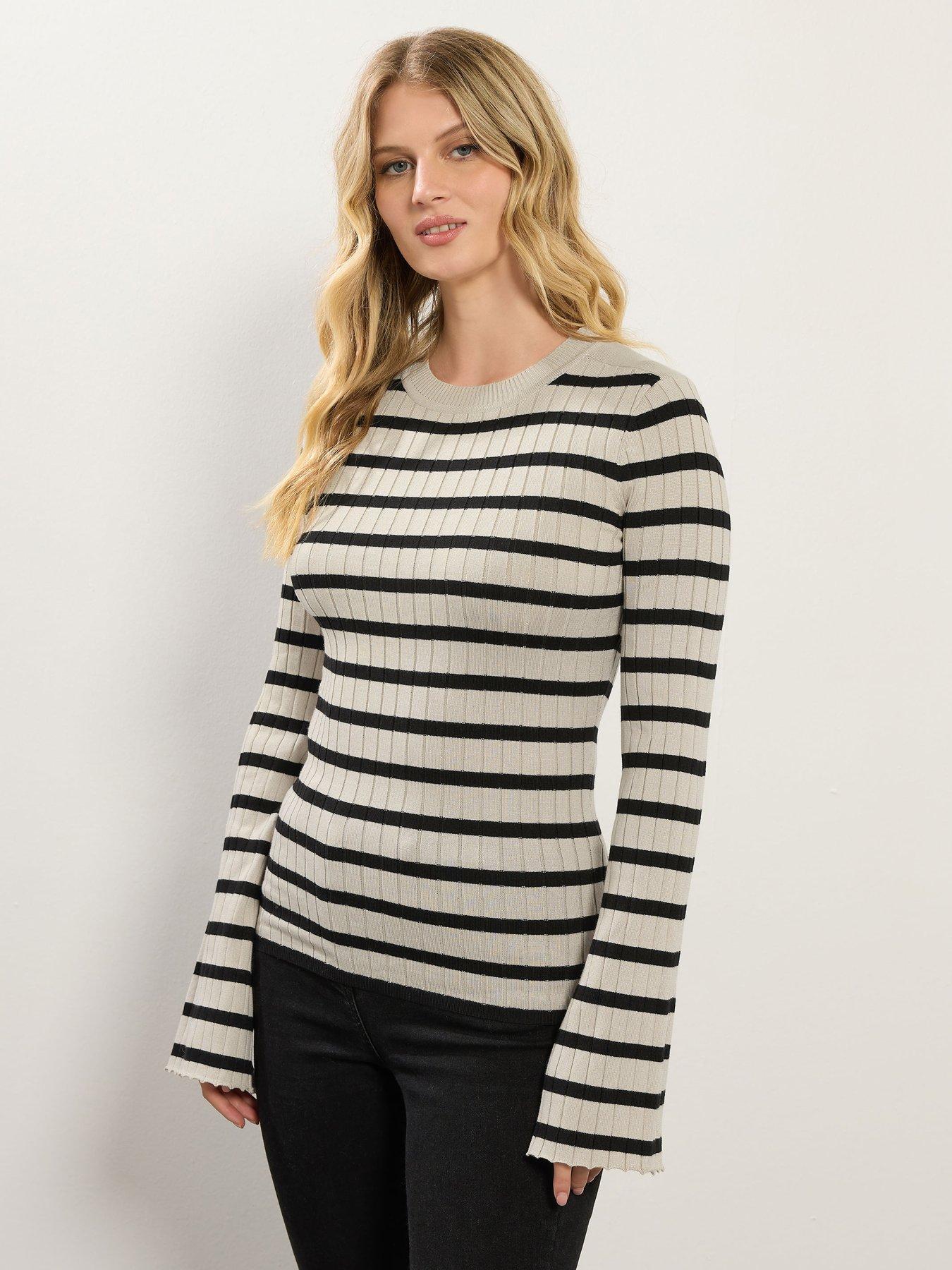 Image 1 of 4 of Long Tall Sally Stripe Rib Jumper - Natural