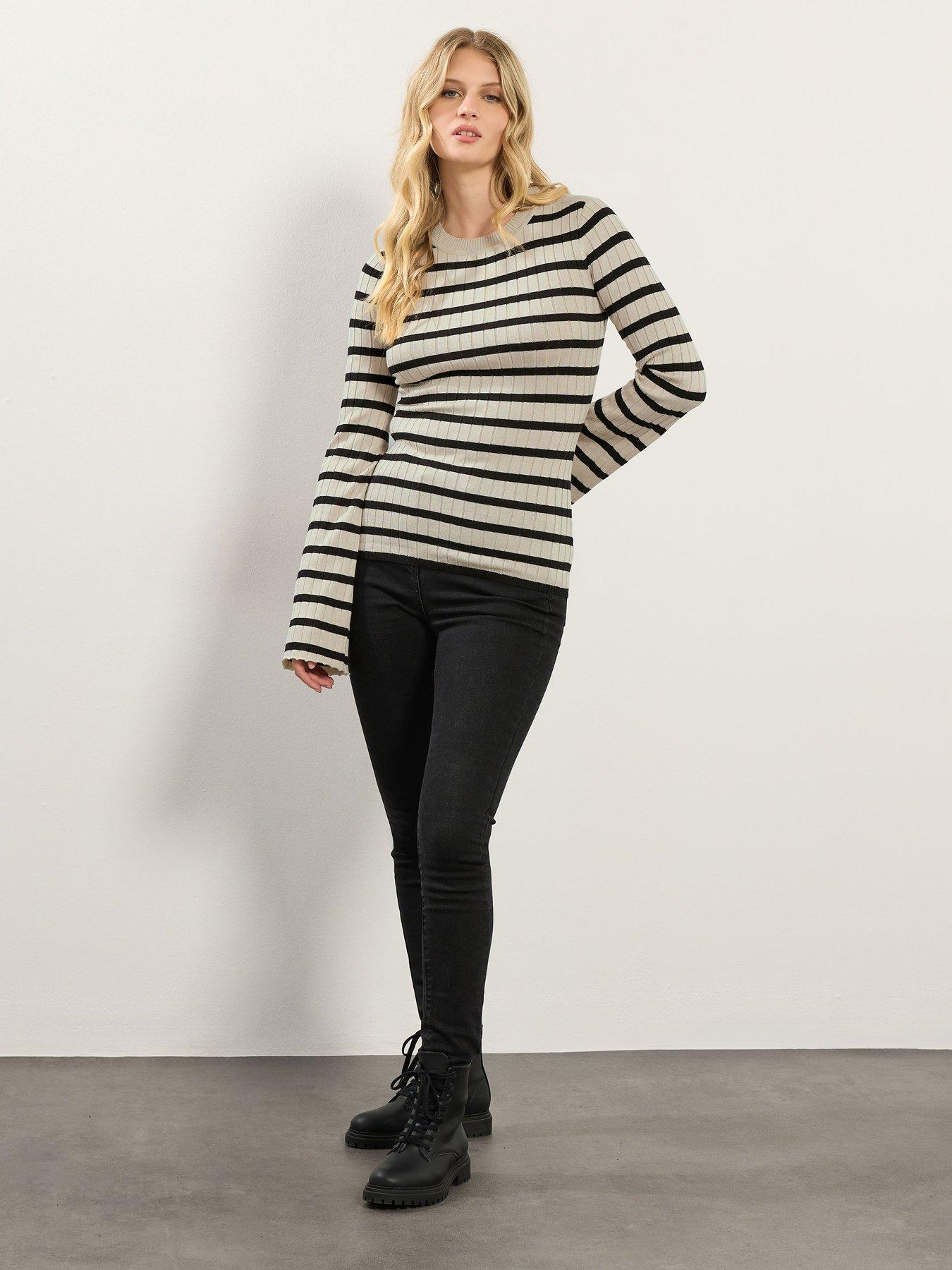 Image 3 of 4 of Long Tall Sally Stripe Rib Jumper - Natural