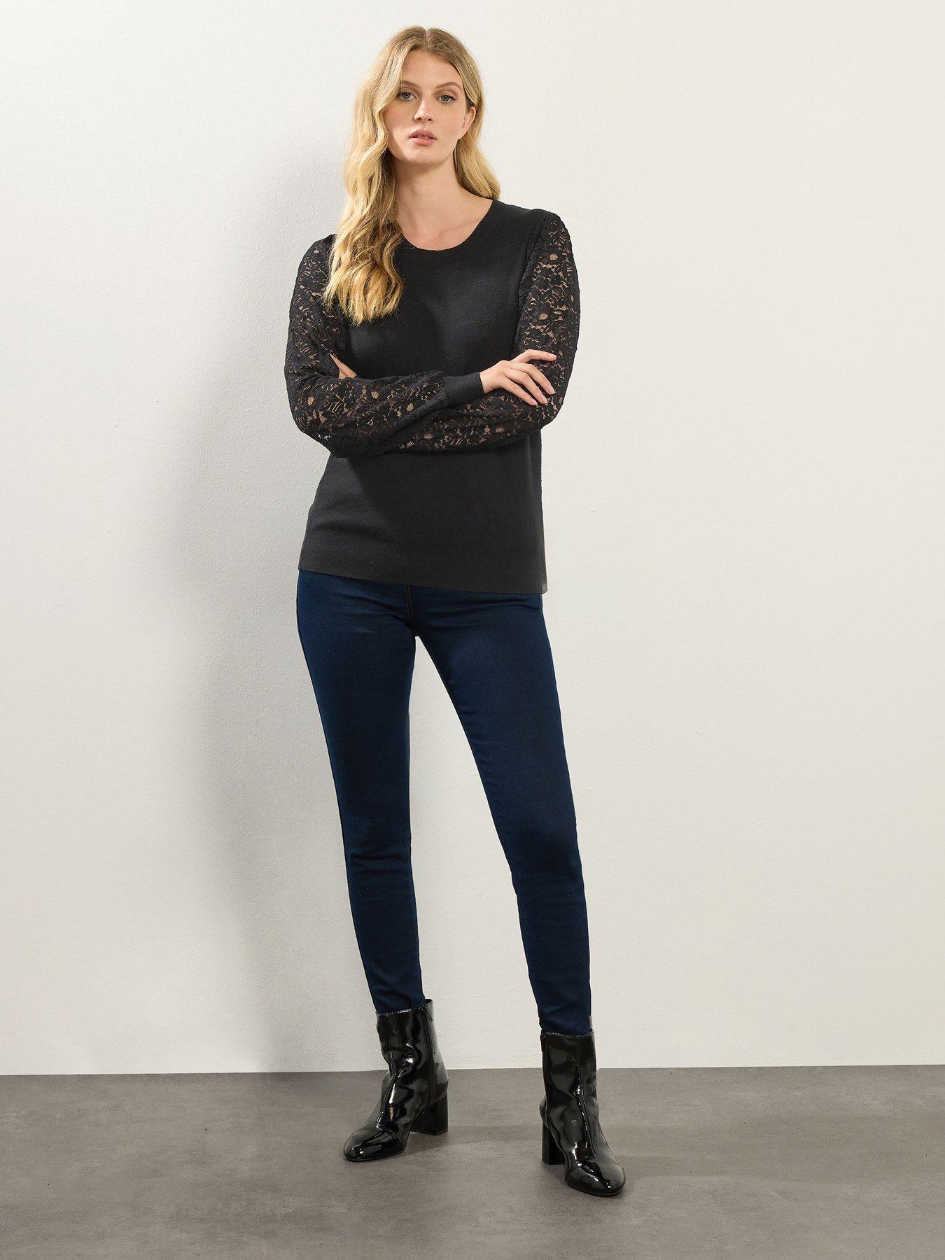 Image 3 of 4 of Long Tall Sally Lace Sleeve Jumper - Black