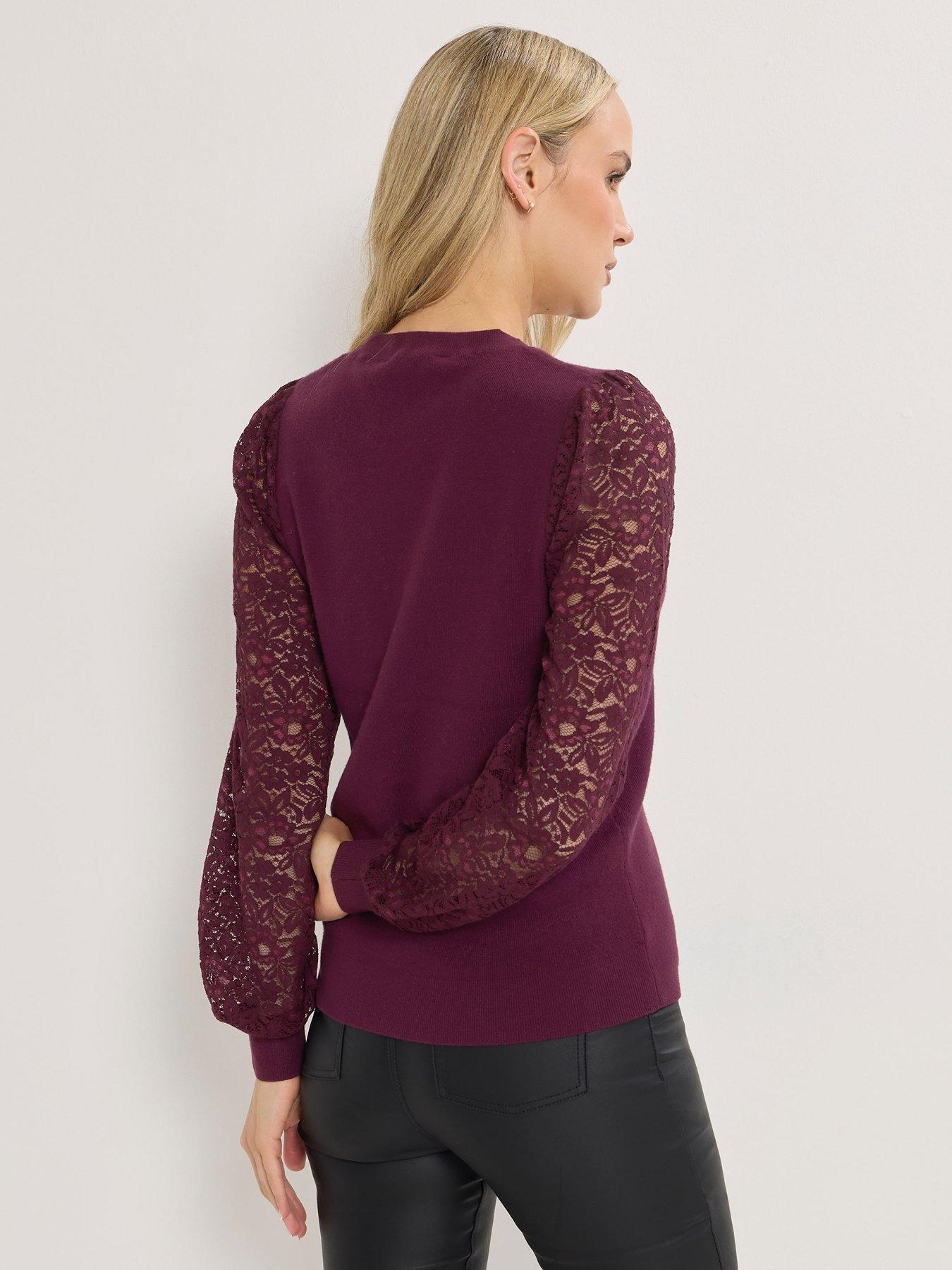 long-tall-sally-lace-sleeve-jumper-redstillFront