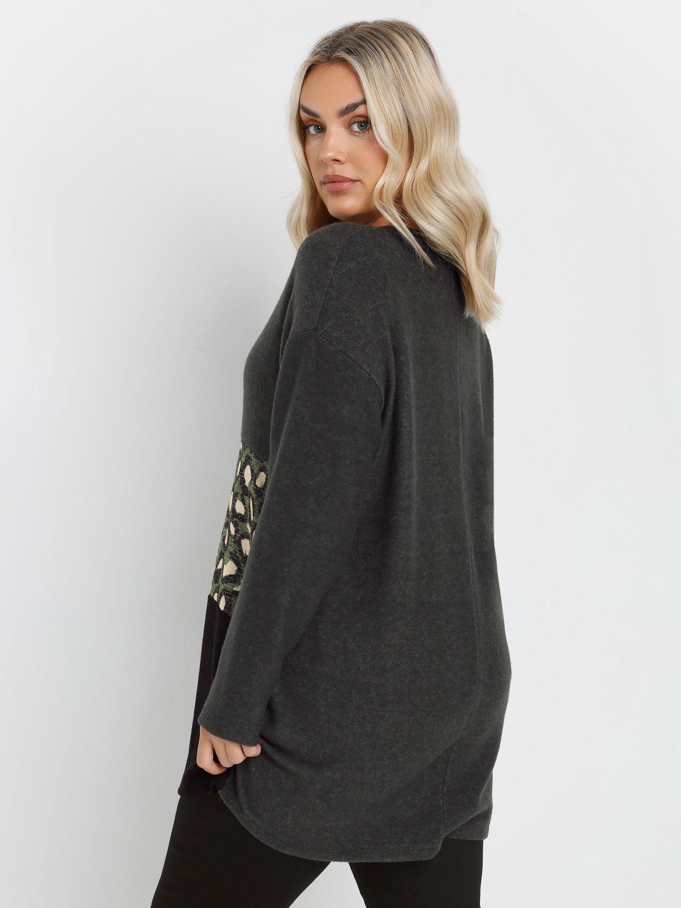 yours-curve-animal-colour-block-jumper-greystillFront