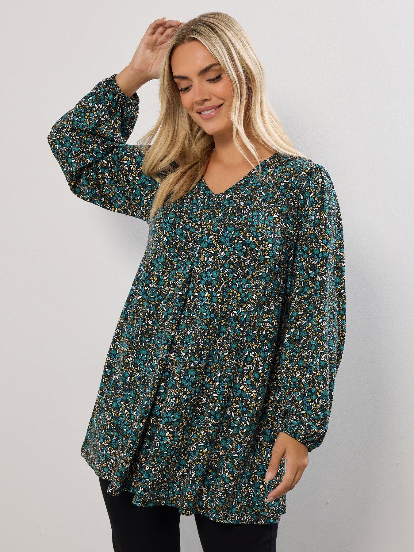 yours-curve-pleat-balloon-sleeve-top-print