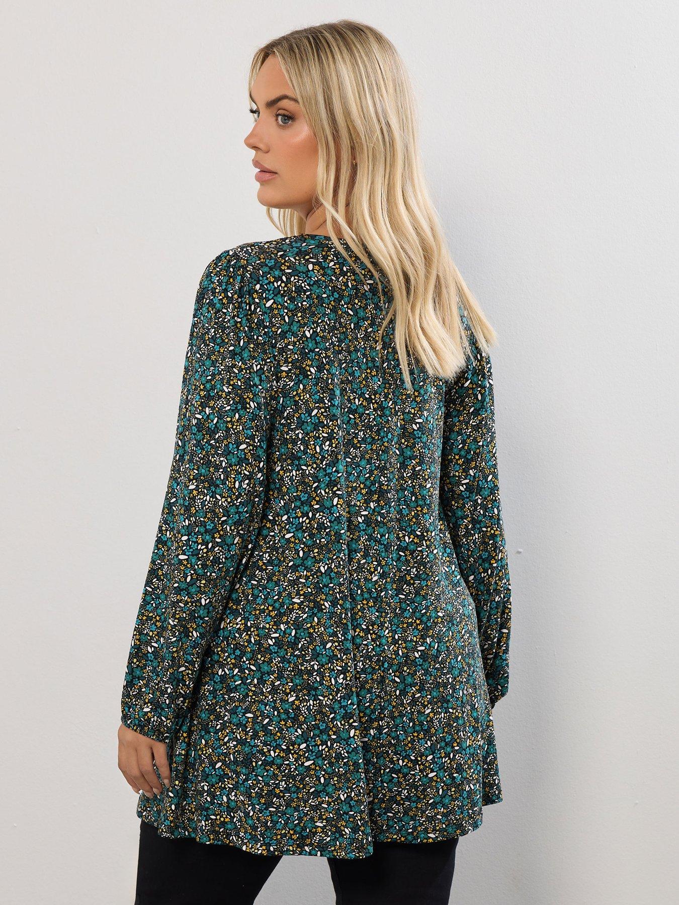 yours-curve-pleat-balloon-sleeve-top-printstillFront