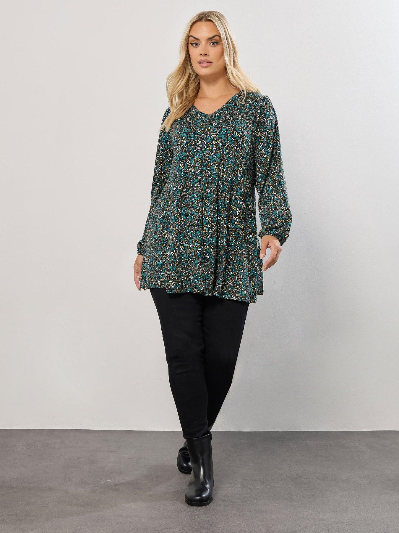 yours-curve-pleat-balloon-sleeve-top-printback