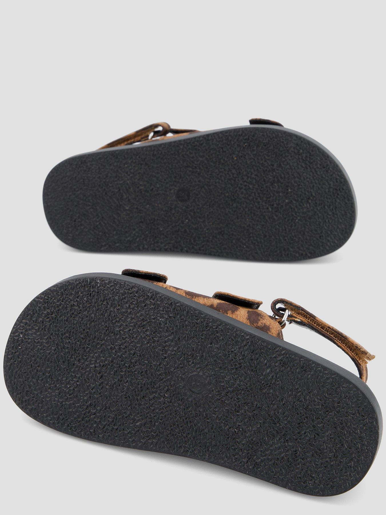 Image 4 of 7 of The Very Collection Leopard Buckle Strap Sandals - Brown