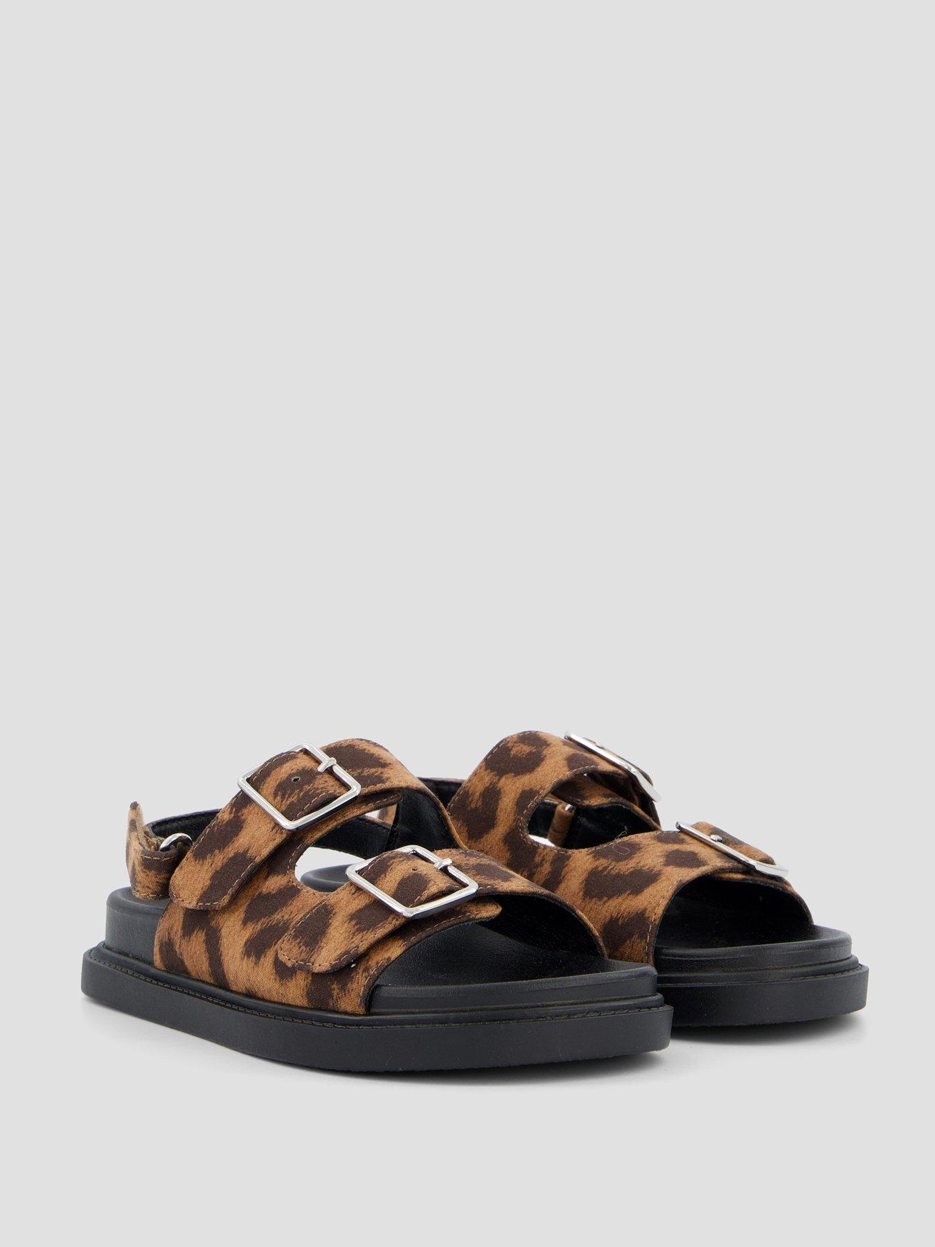 Image 6 of 7 of The Very Collection Leopard Buckle Strap Sandals - Brown