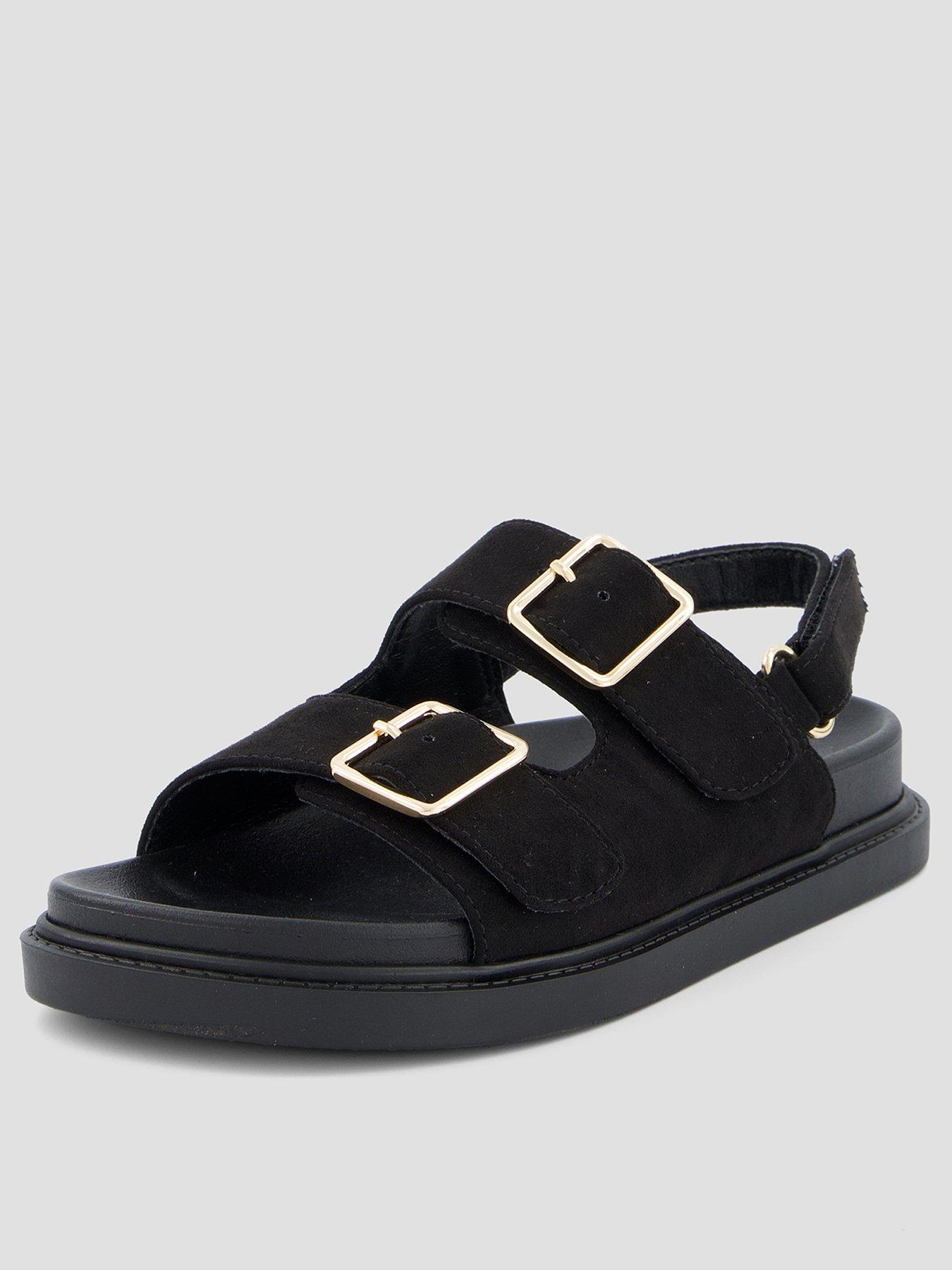 The Very Collection Black Buckle Strap Sandal