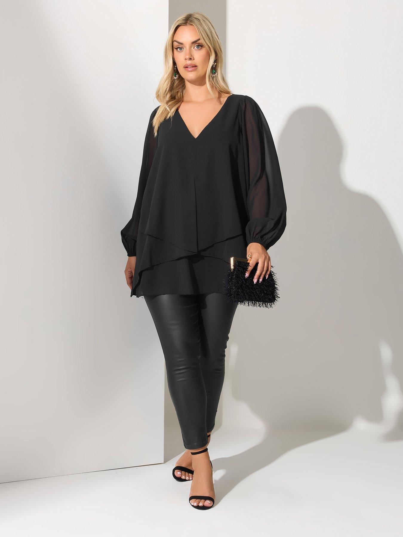 yours-curve-long-sleeve-layered-blouse-blackback