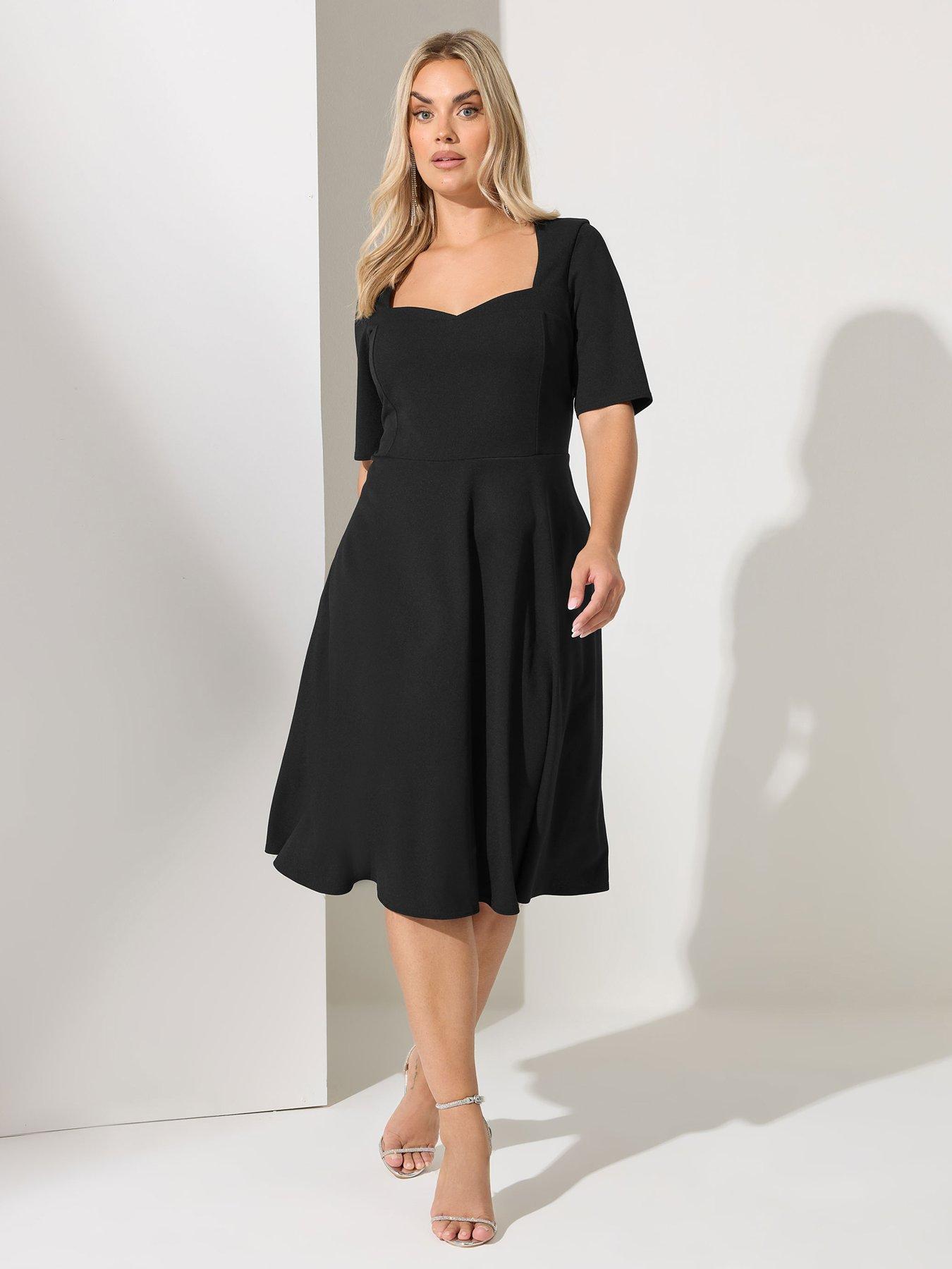 yours-curve-panelled-skater-dress-blackback