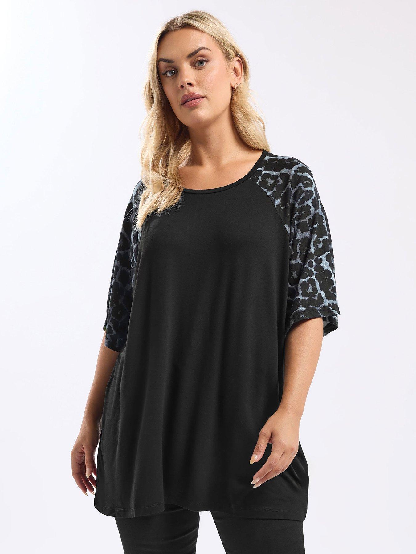 Yours Curve Raglan T-Shirt - Black