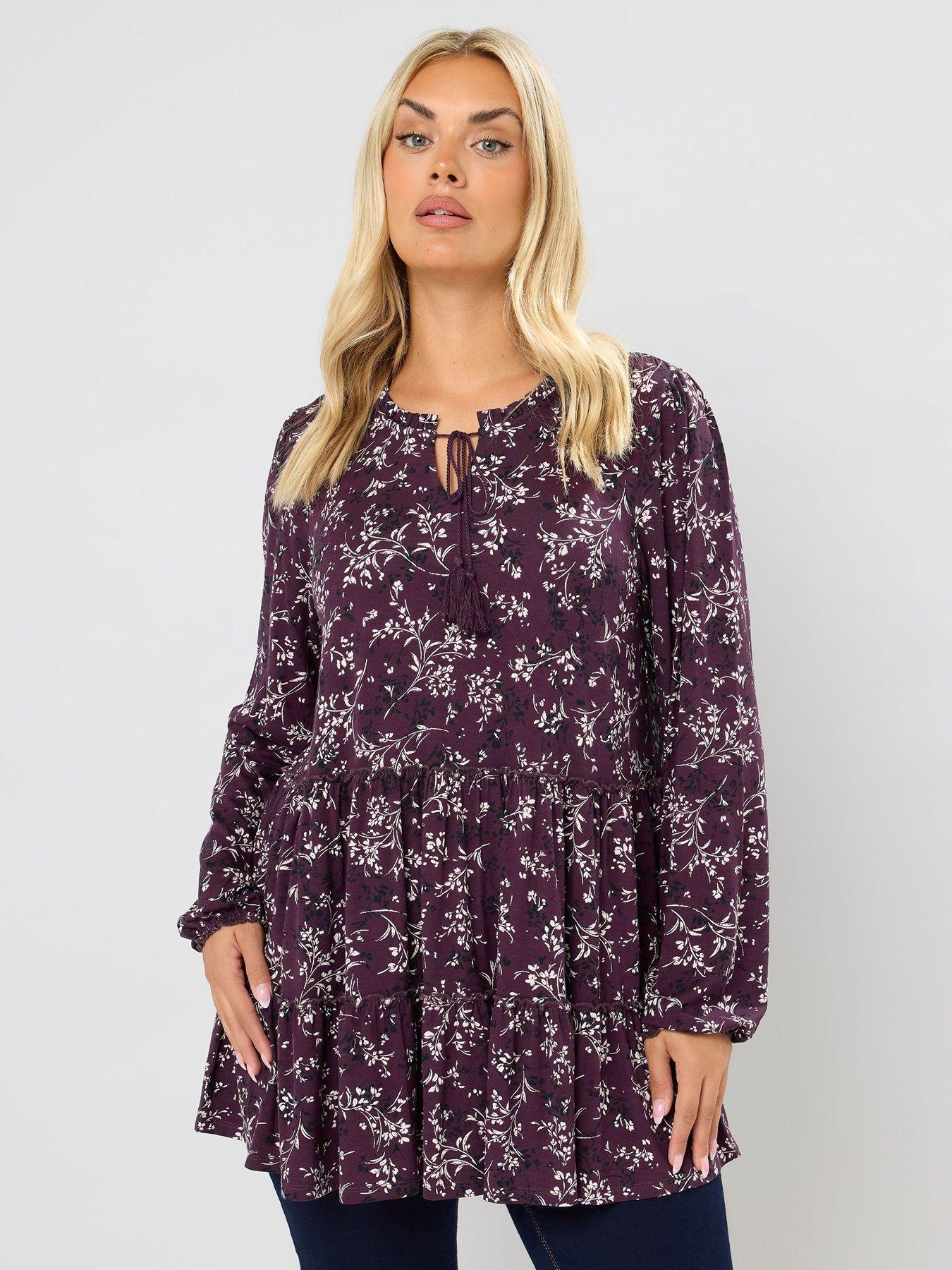 Yours Curve Tiered Blouse - Purple