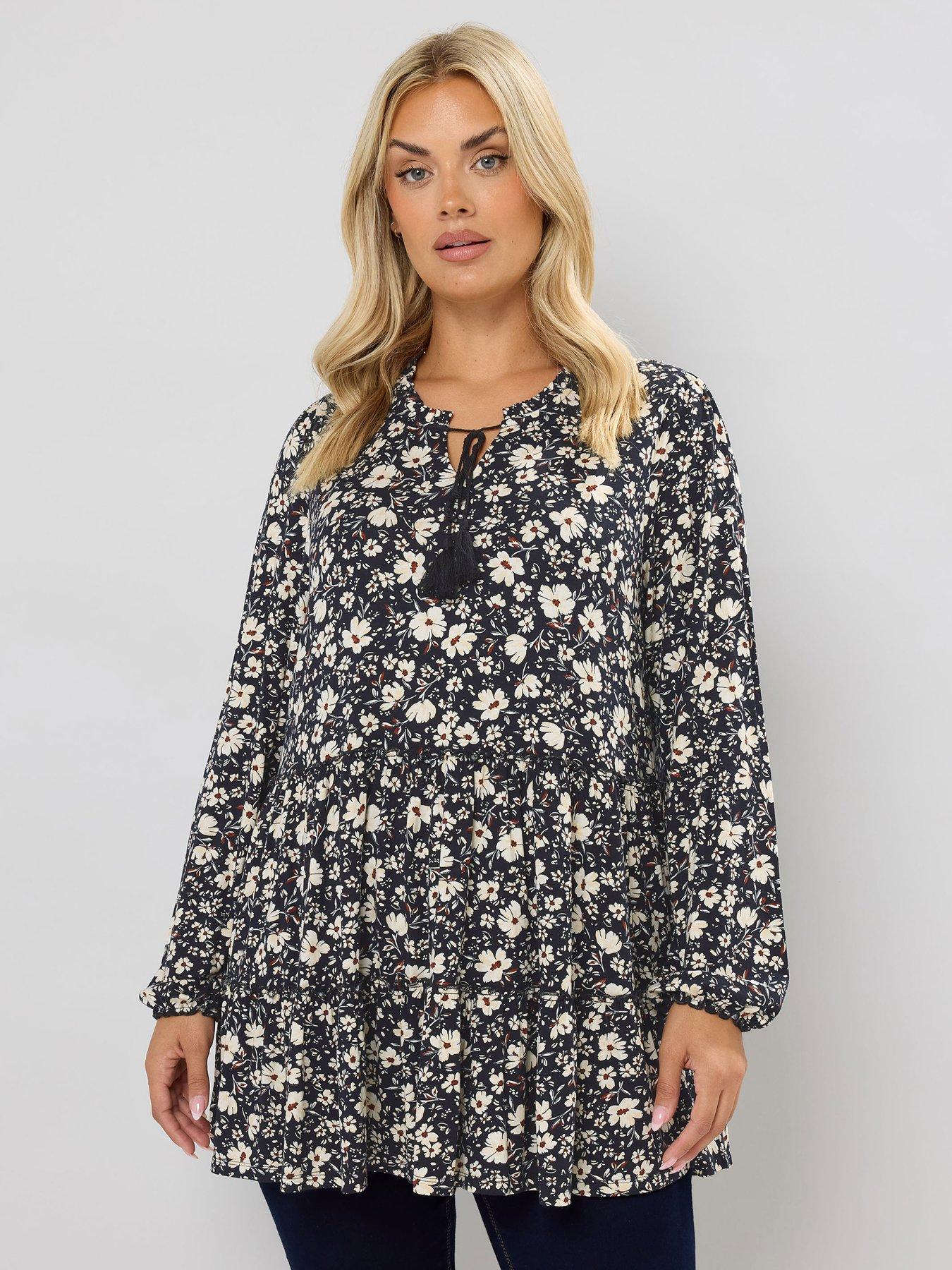 yours-curve-tiered-blouse-black