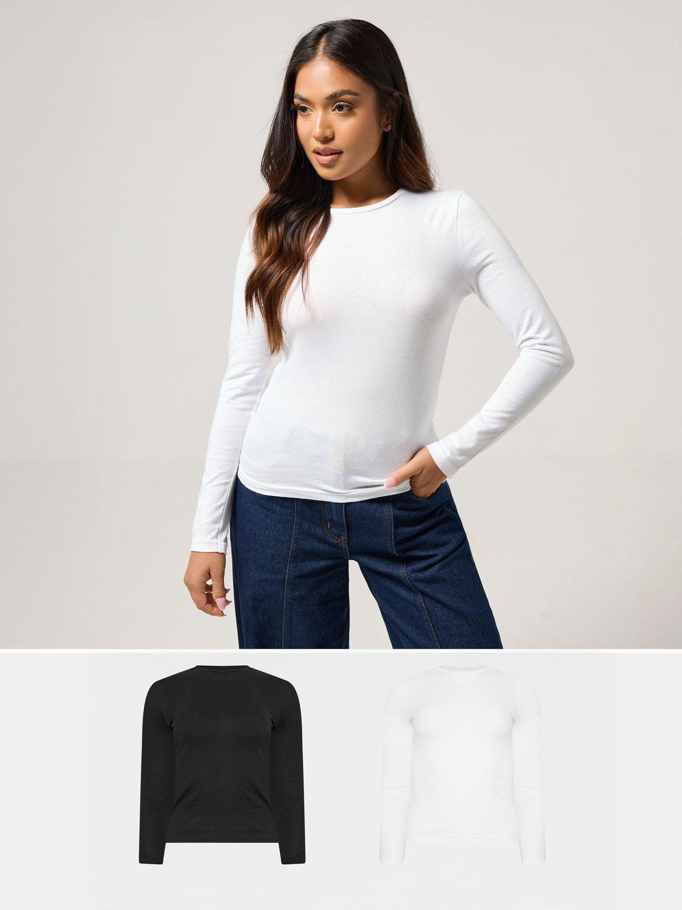 PixieGirl Petite 2 Pack Long Sleeve T-Shirt - Black