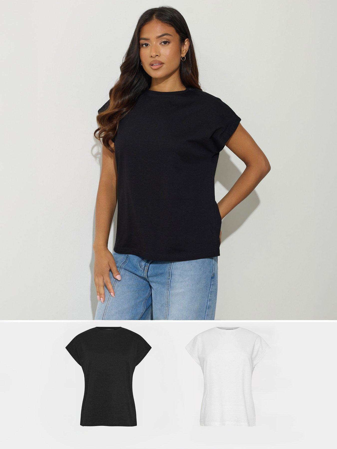 Image 1 of 4 of PixieGirl Petite 2 Pack Grown On Short Sleeve T-Shirt - Black/White