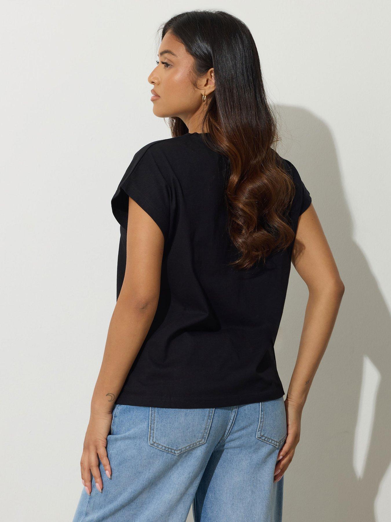 Image 2 of 4 of PixieGirl Petite 2 Pack Grown On Short Sleeve T-Shirt - Black/White
