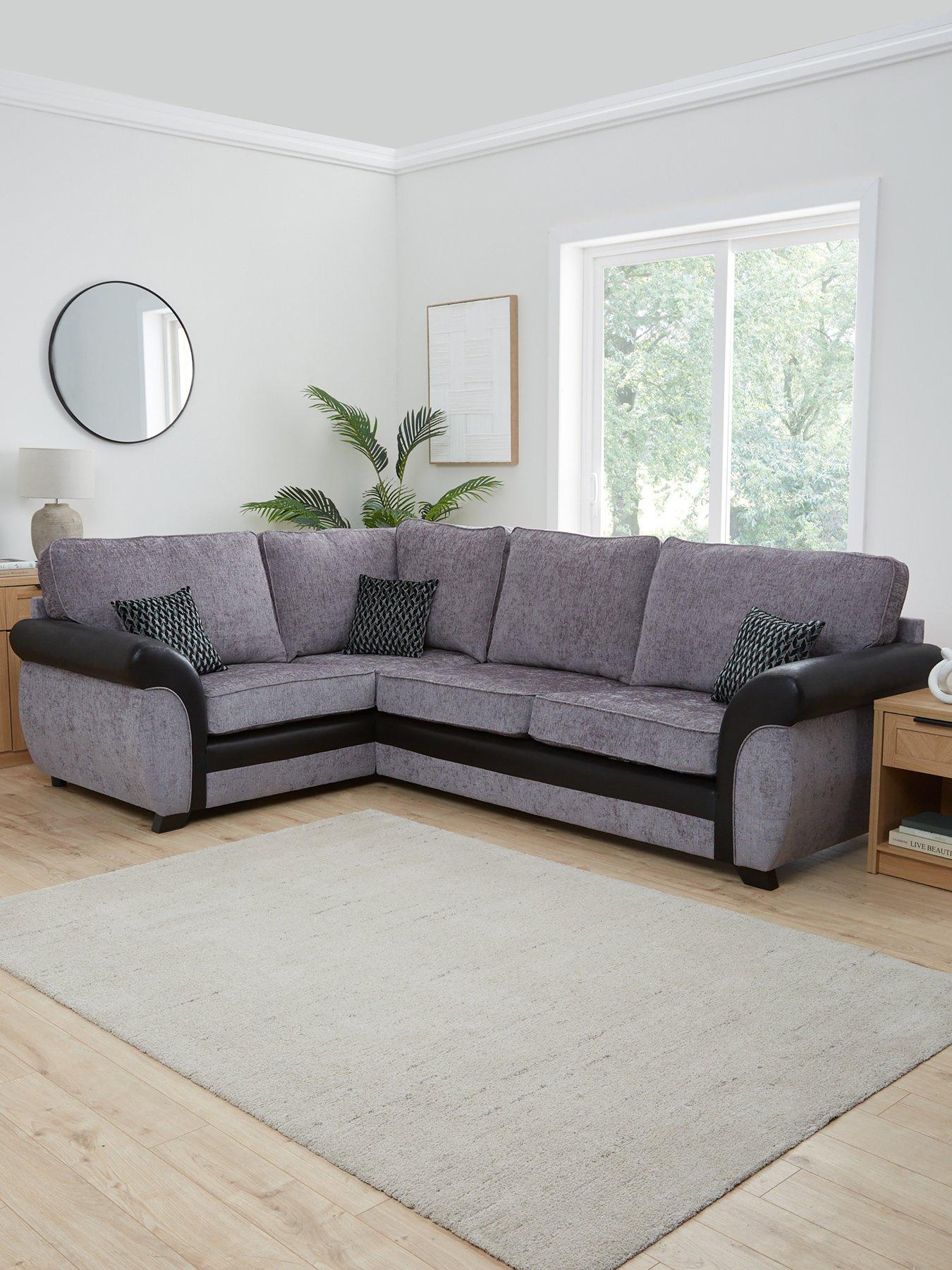 The Very Collection Narva Standard Fabric and Faux Leather Left Hand Corner Group Sofa - Made to Order in the UK